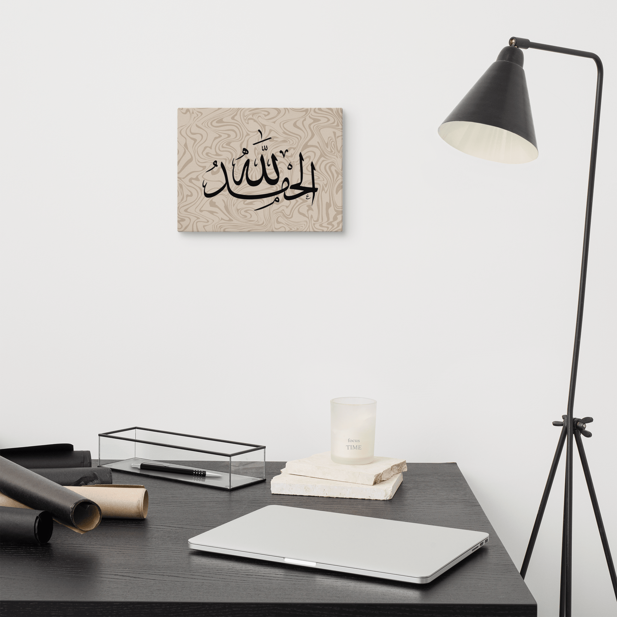 Alhamdulillah Marble Background Canvas – Islamic calligraphy canvas | Nurul Khatt