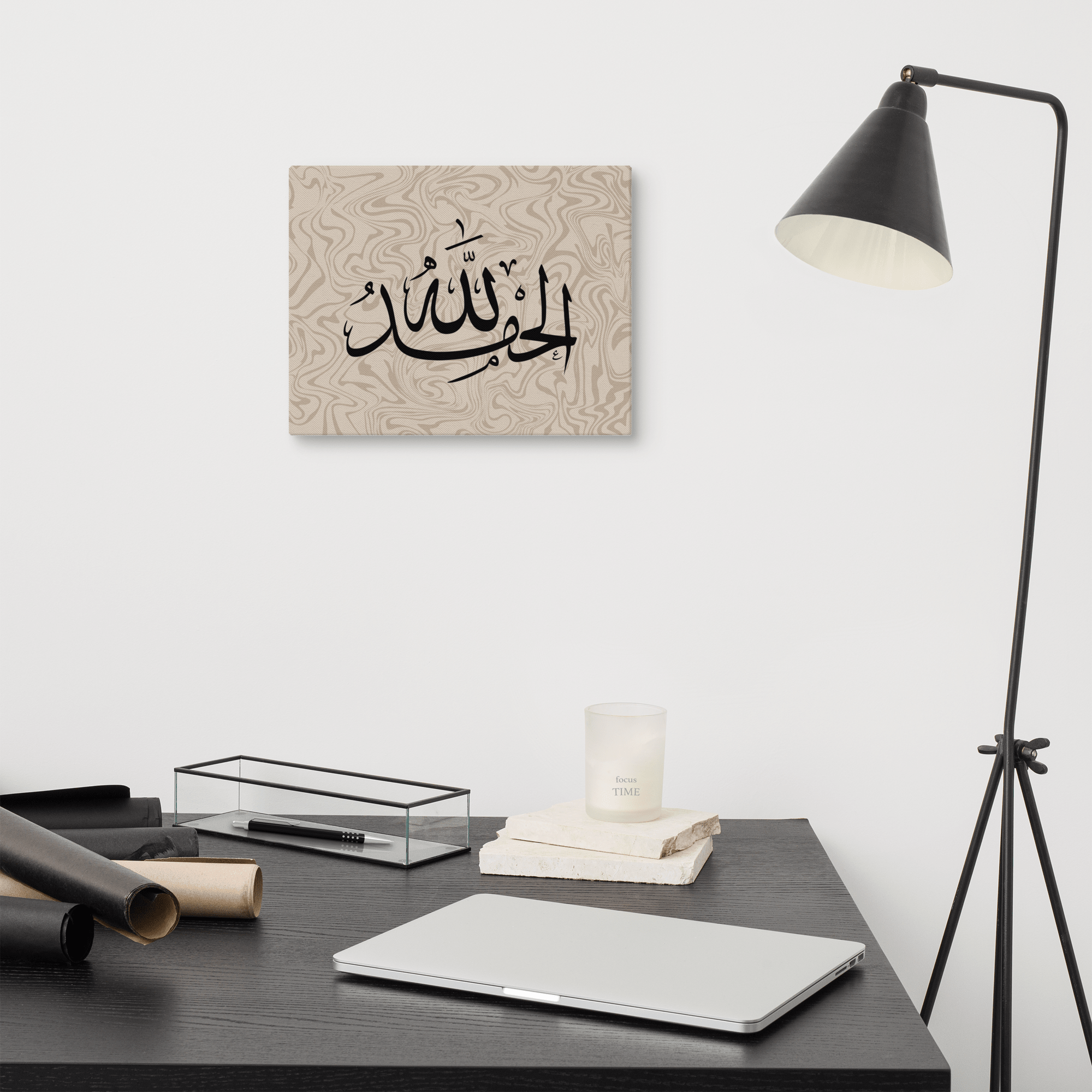 Alhamdulillah Marble Background Canvas – Islamic calligraphy canvas | Nurul Khatt