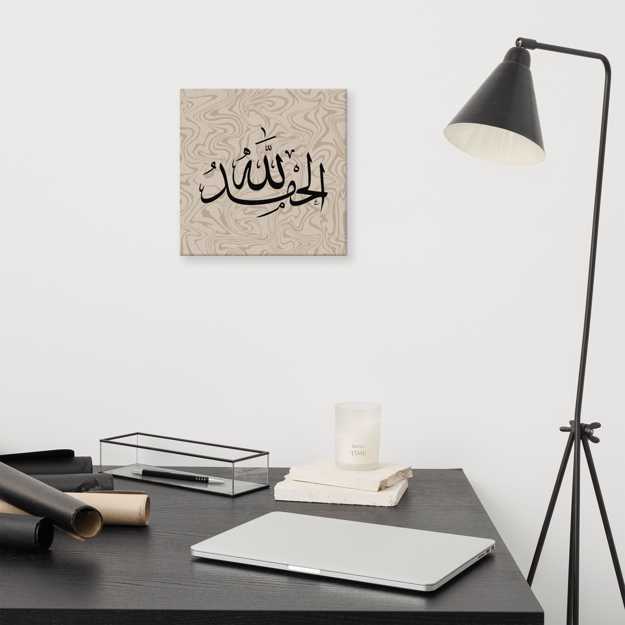 Alhamdulillah Marble Background Canvas – Islamic calligraphy canvas | Nurul Khatt