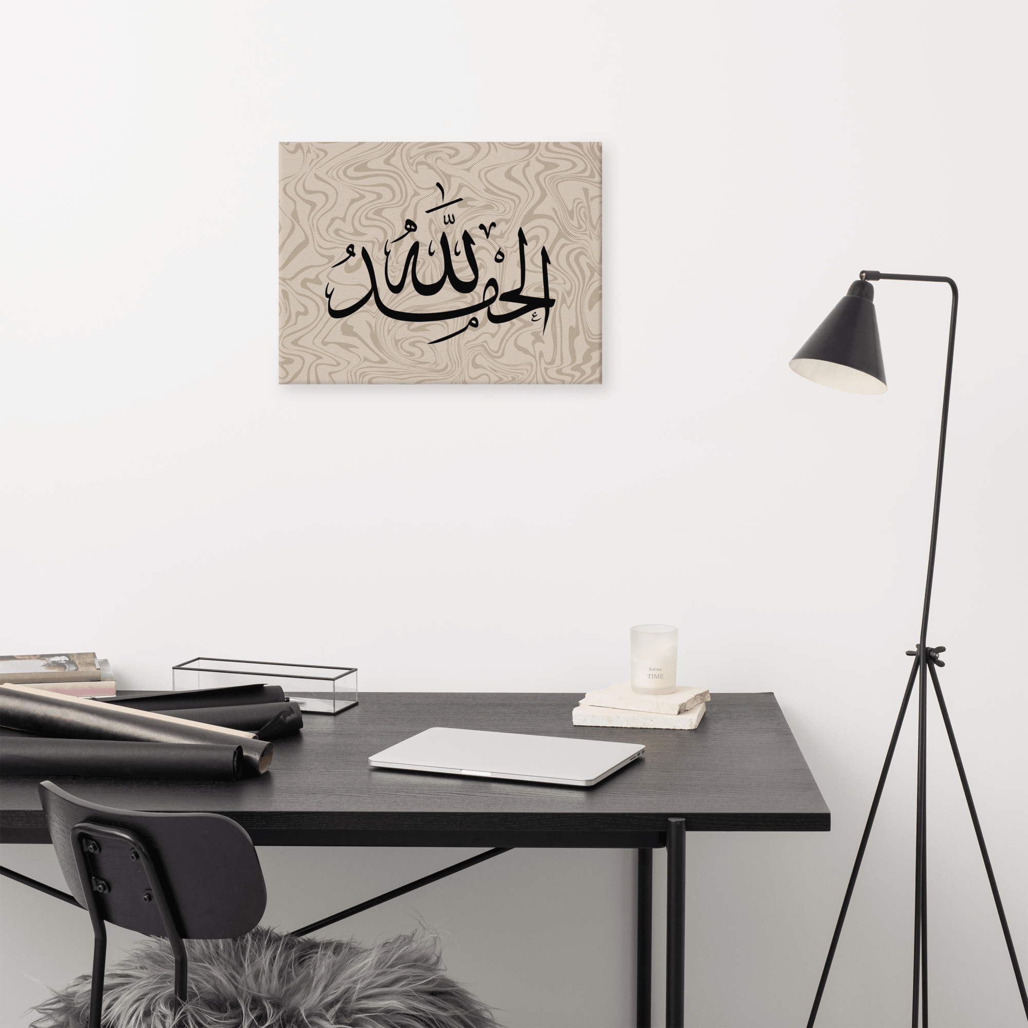 Alhamdulillah Marble Background Canvas – Islamic calligraphy canvas | Nurul Khatt