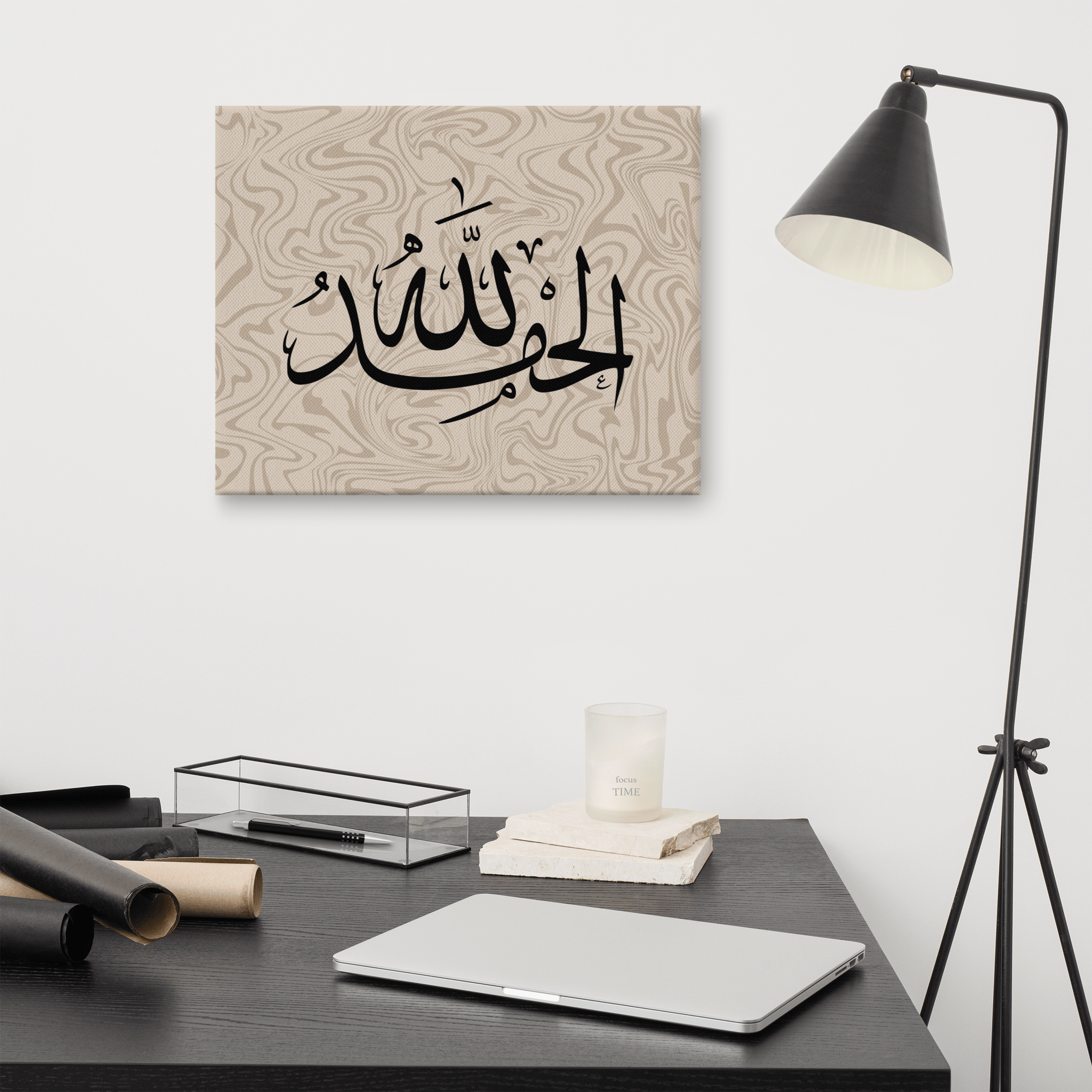 Alhamdulillah Marble Background Canvas – Islamic calligraphy canvas | Nurul Khatt
