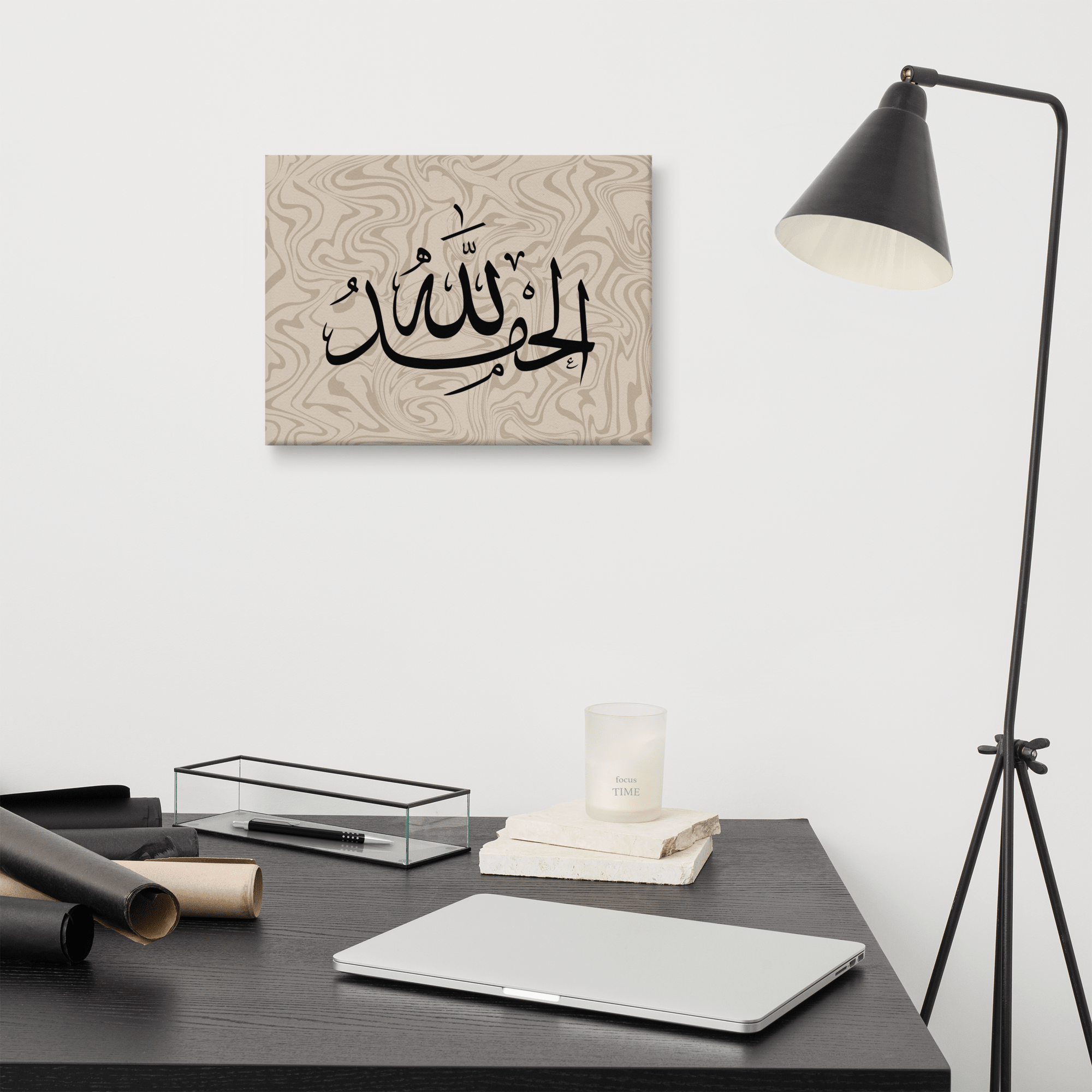 Alhamdulillah Marble Background Canvas – Islamic calligraphy canvas | Nurul Khatt
