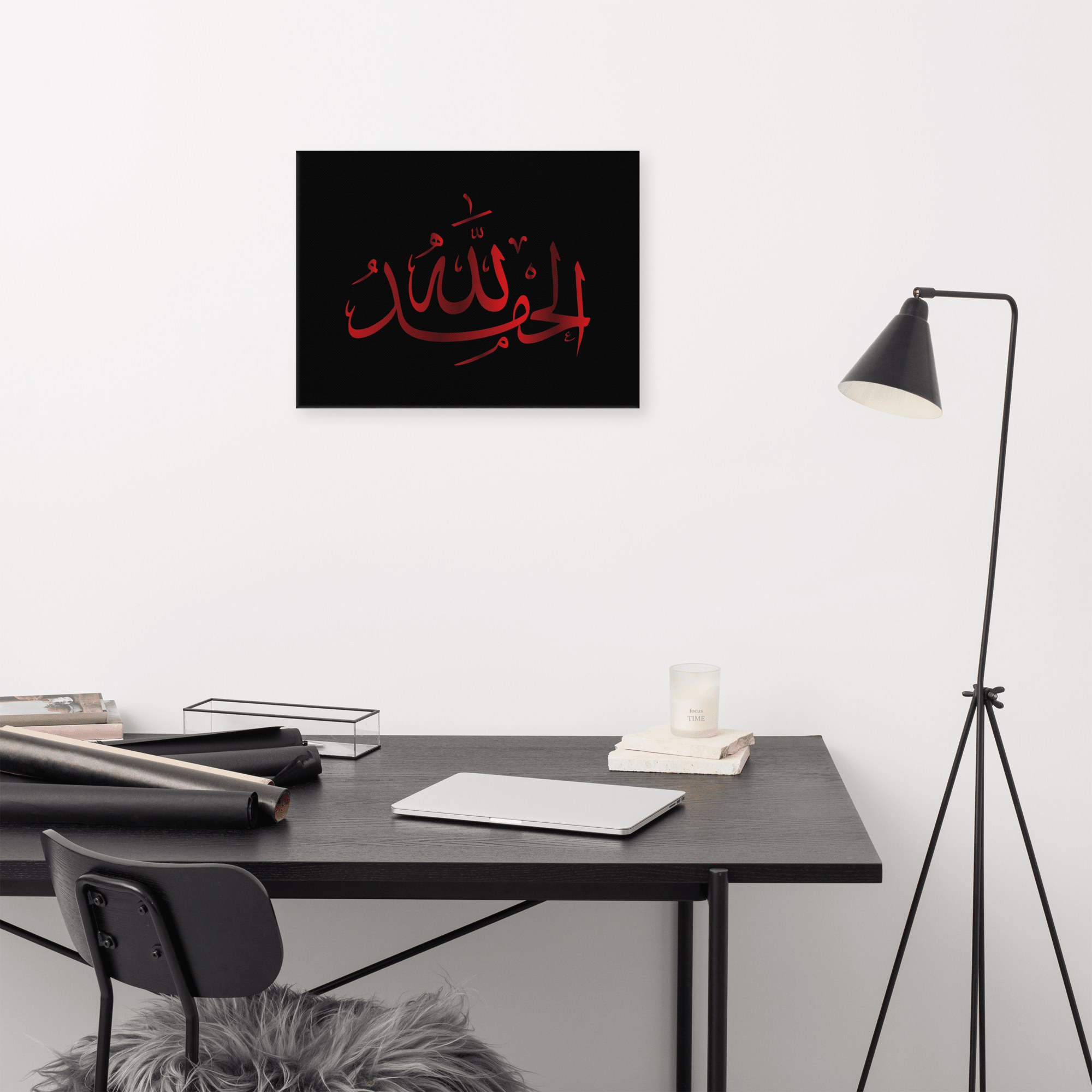 Alhamdulillah Red Canvas – Islamic calligraphy canvas | Nurul Khatt