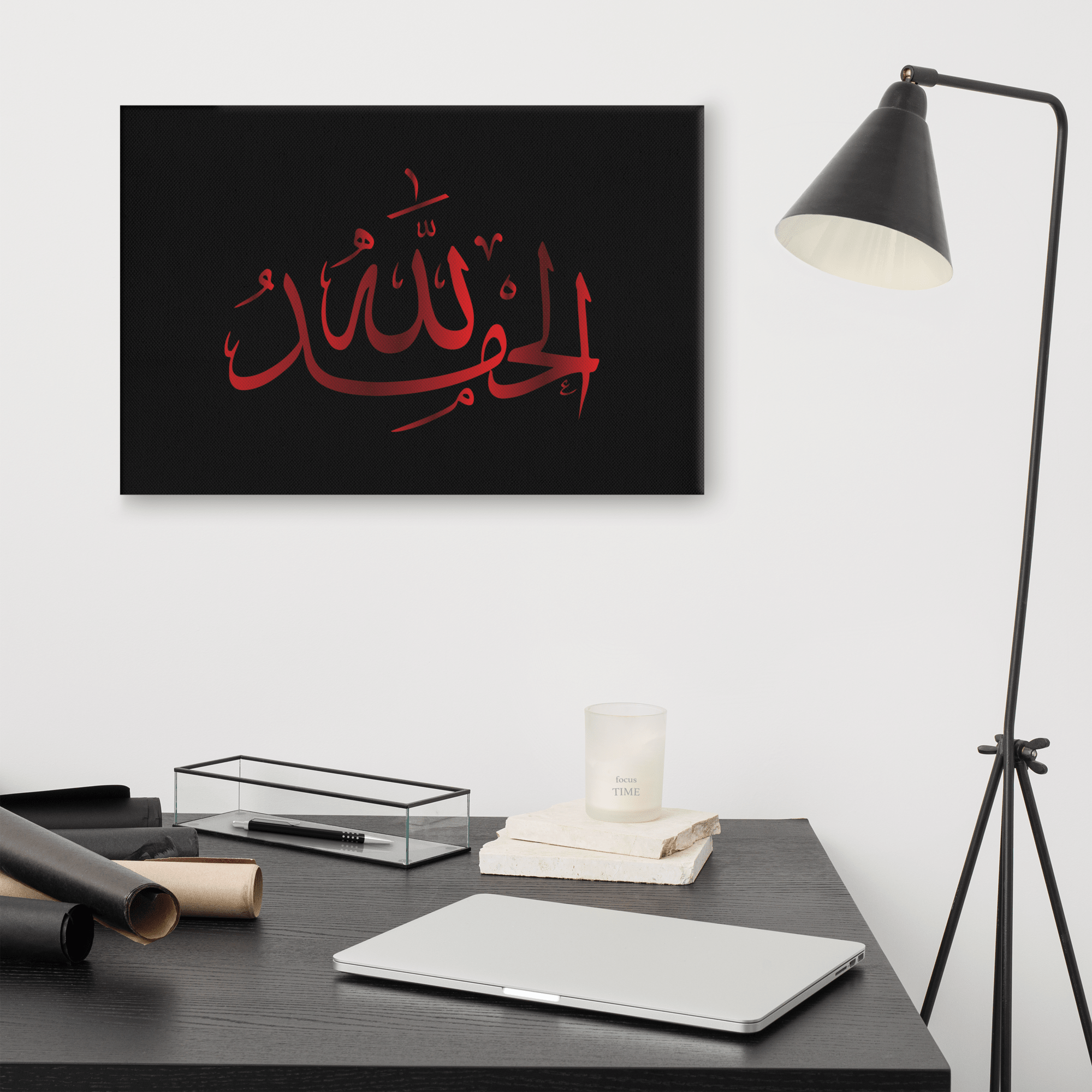 Alhamdulillah Red Canvas – Islamic calligraphy canvas | Nurul Khatt
