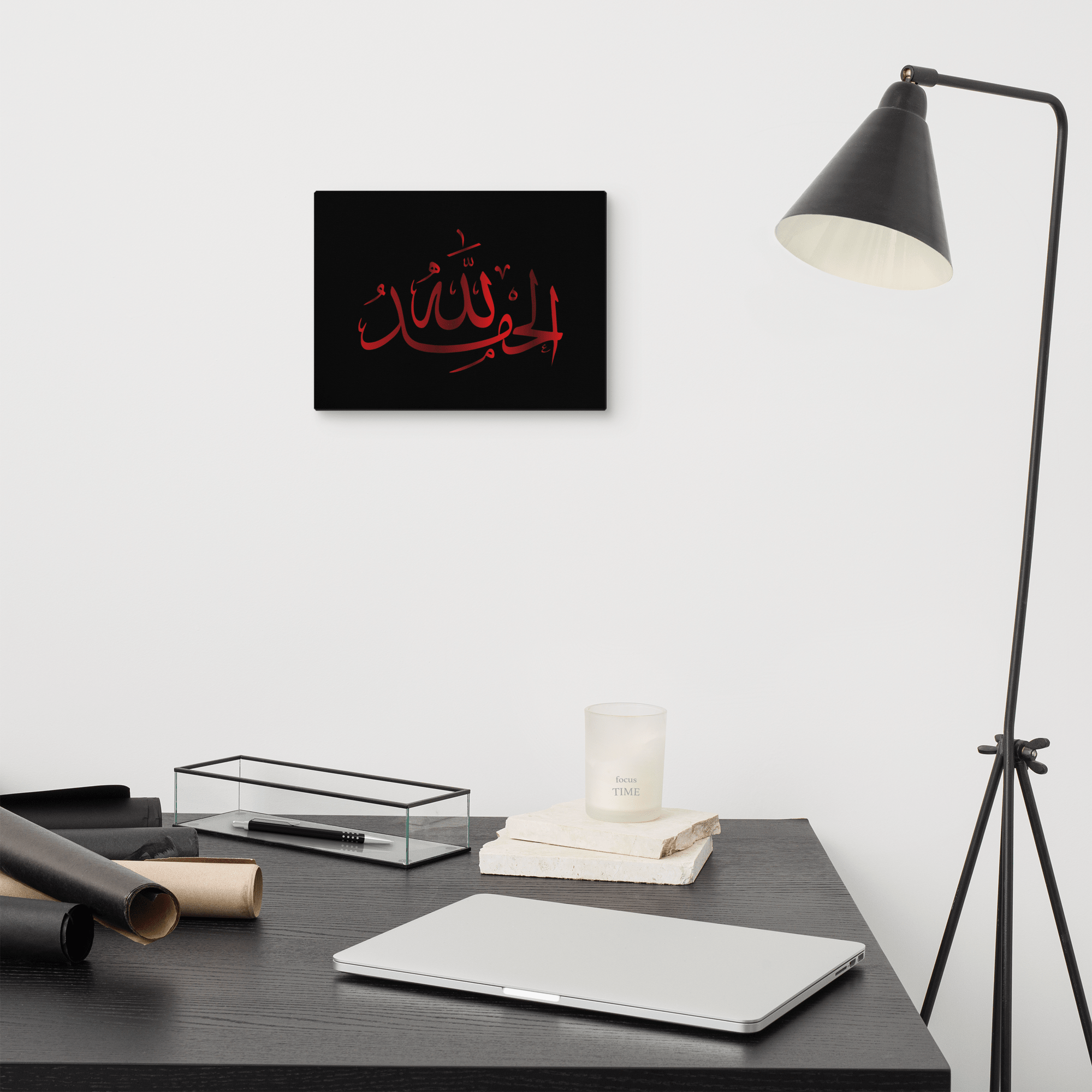 Alhamdulillah Red Canvas – Islamic calligraphy canvas | Nurul Khatt