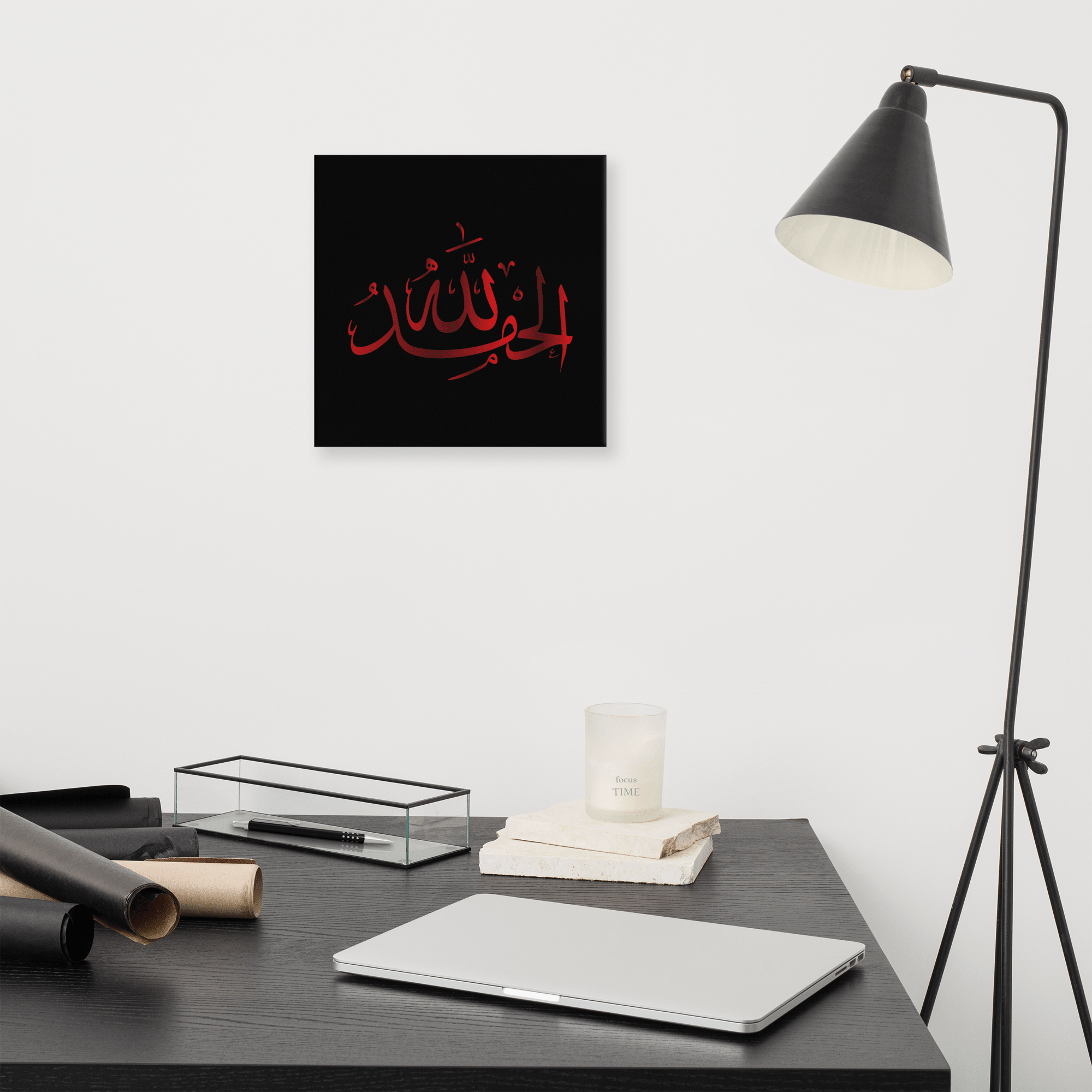 Alhamdulillah Red Canvas – Islamic calligraphy canvas | Nurul Khatt