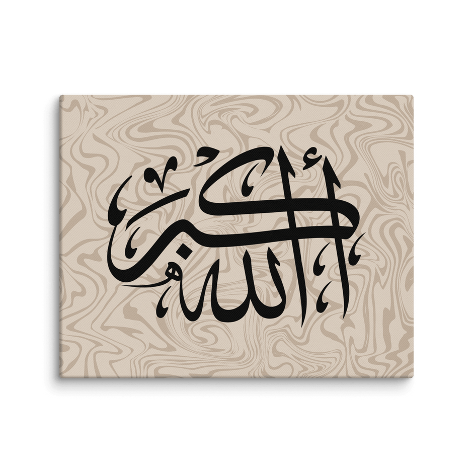 Black AllahuAkbar Marble Background Canvas – Islamic calligraphy canvas | Nurul Khatt