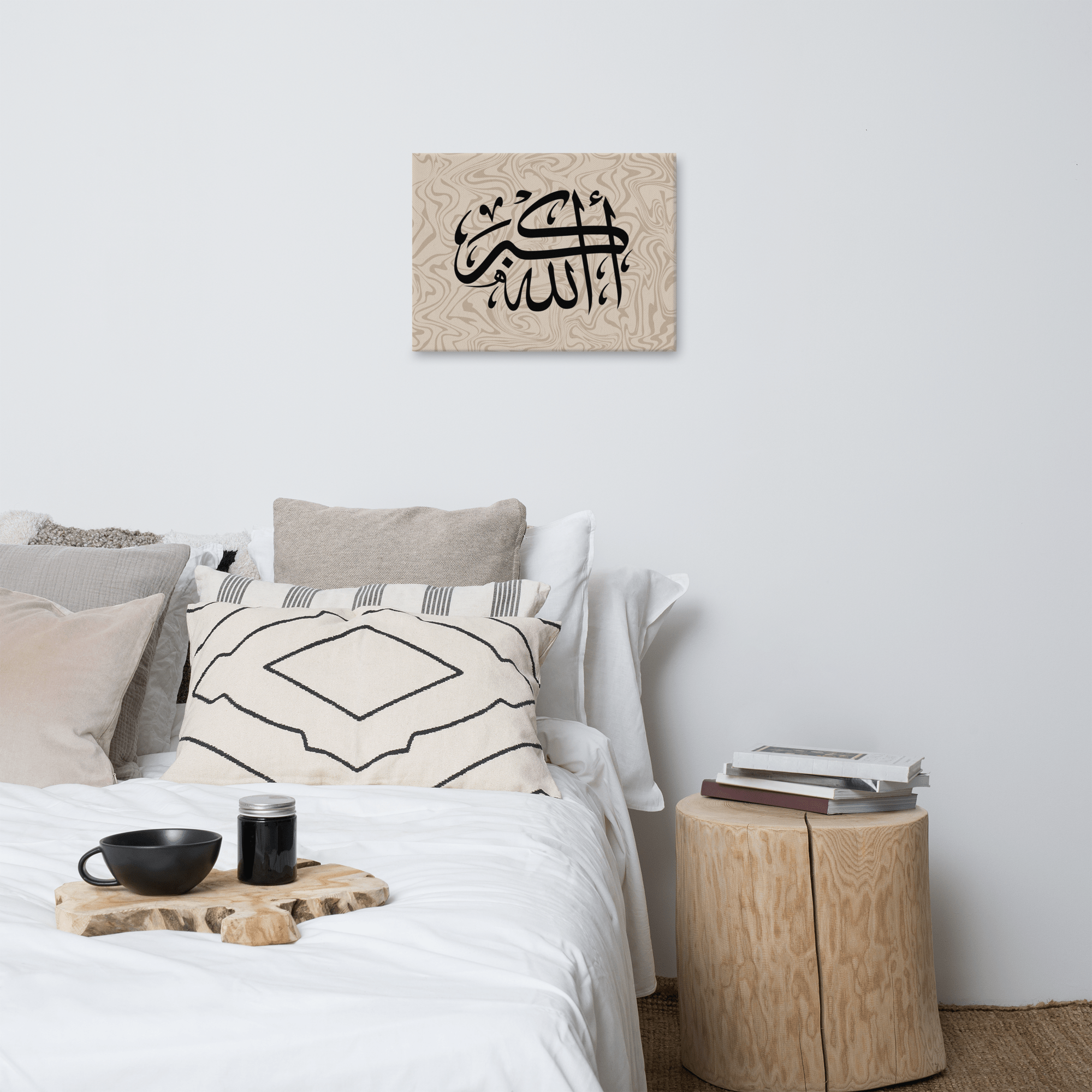 Black AllahuAkbar Marble Background Canvas – Islamic calligraphy canvas | Nurul Khatt