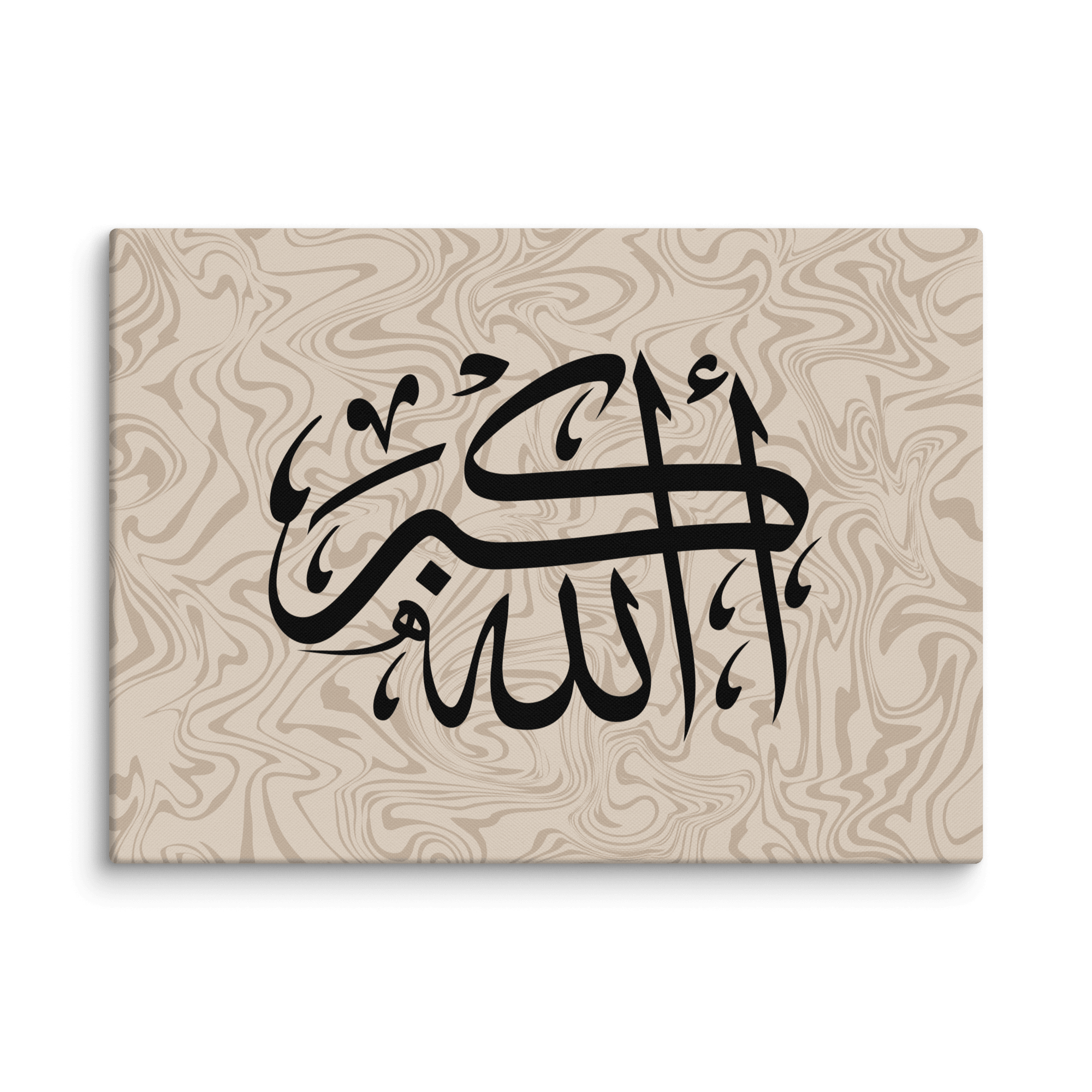 Black AllahuAkbar Marble Background Canvas – Islamic calligraphy canvas | Nurul Khatt