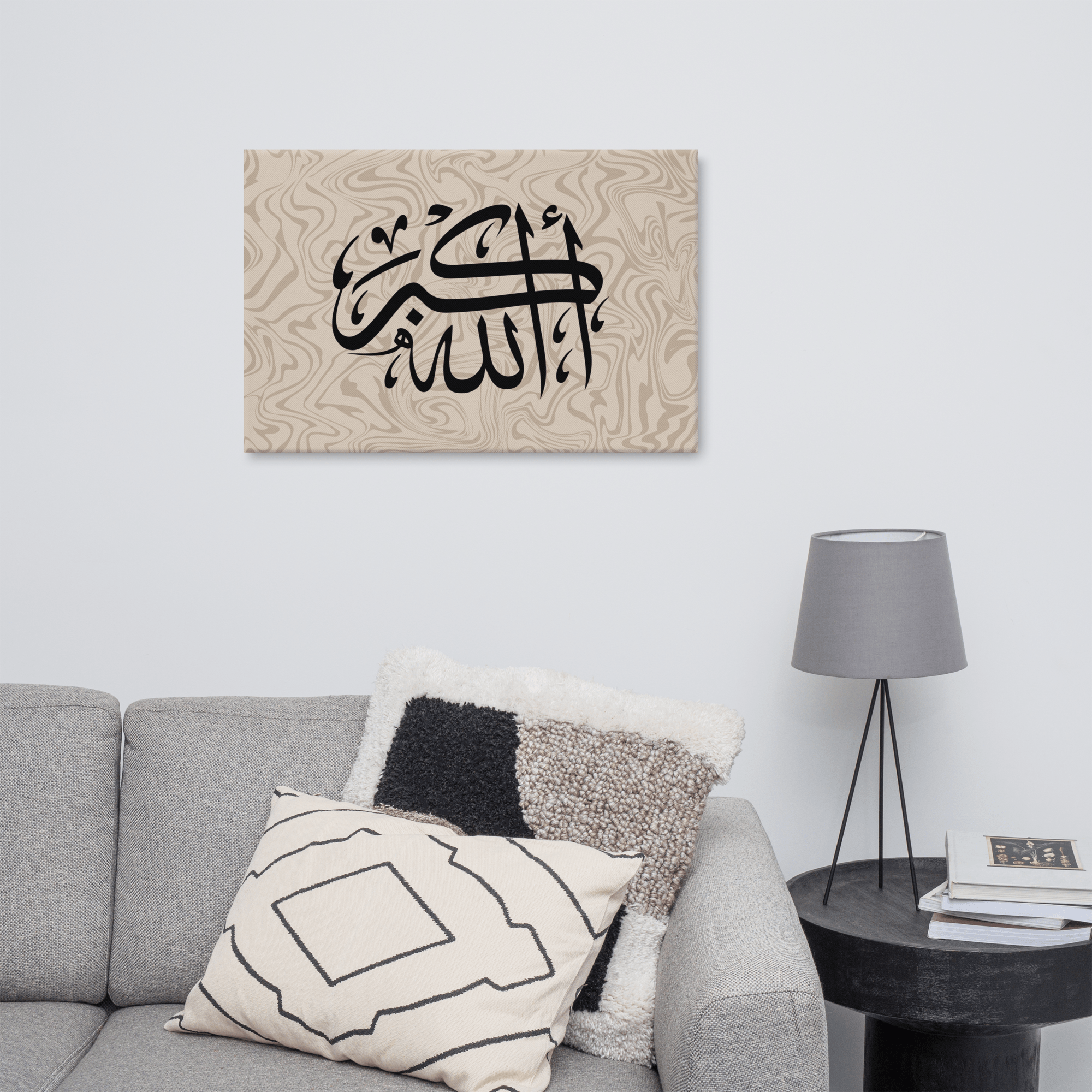 Black AllahuAkbar Marble Background Canvas – Islamic calligraphy canvas | Nurul Khatt