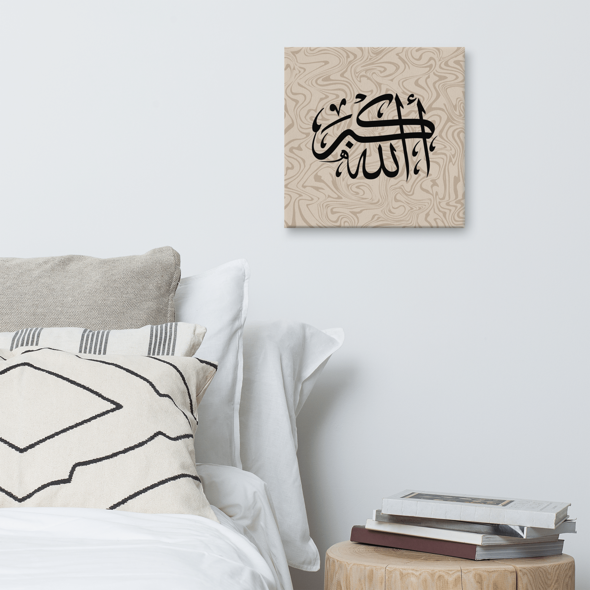 Black AllahuAkbar Marble Background Canvas – Islamic calligraphy canvas | Nurul Khatt