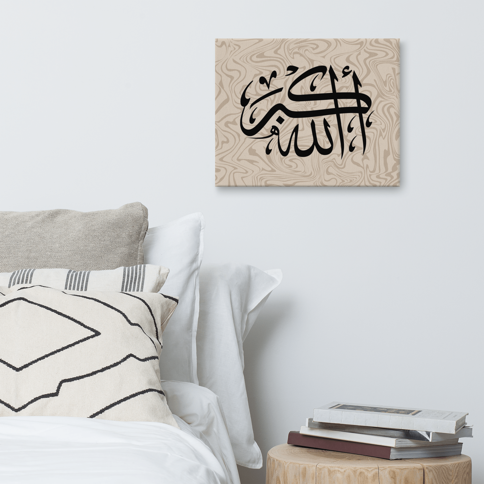 Black AllahuAkbar Marble Background Canvas – Islamic calligraphy canvas | Nurul Khatt
