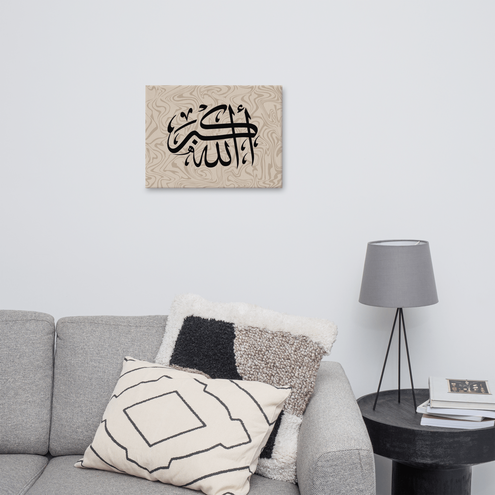 Black AllahuAkbar Marble Background Canvas – Islamic calligraphy canvas | Nurul Khatt