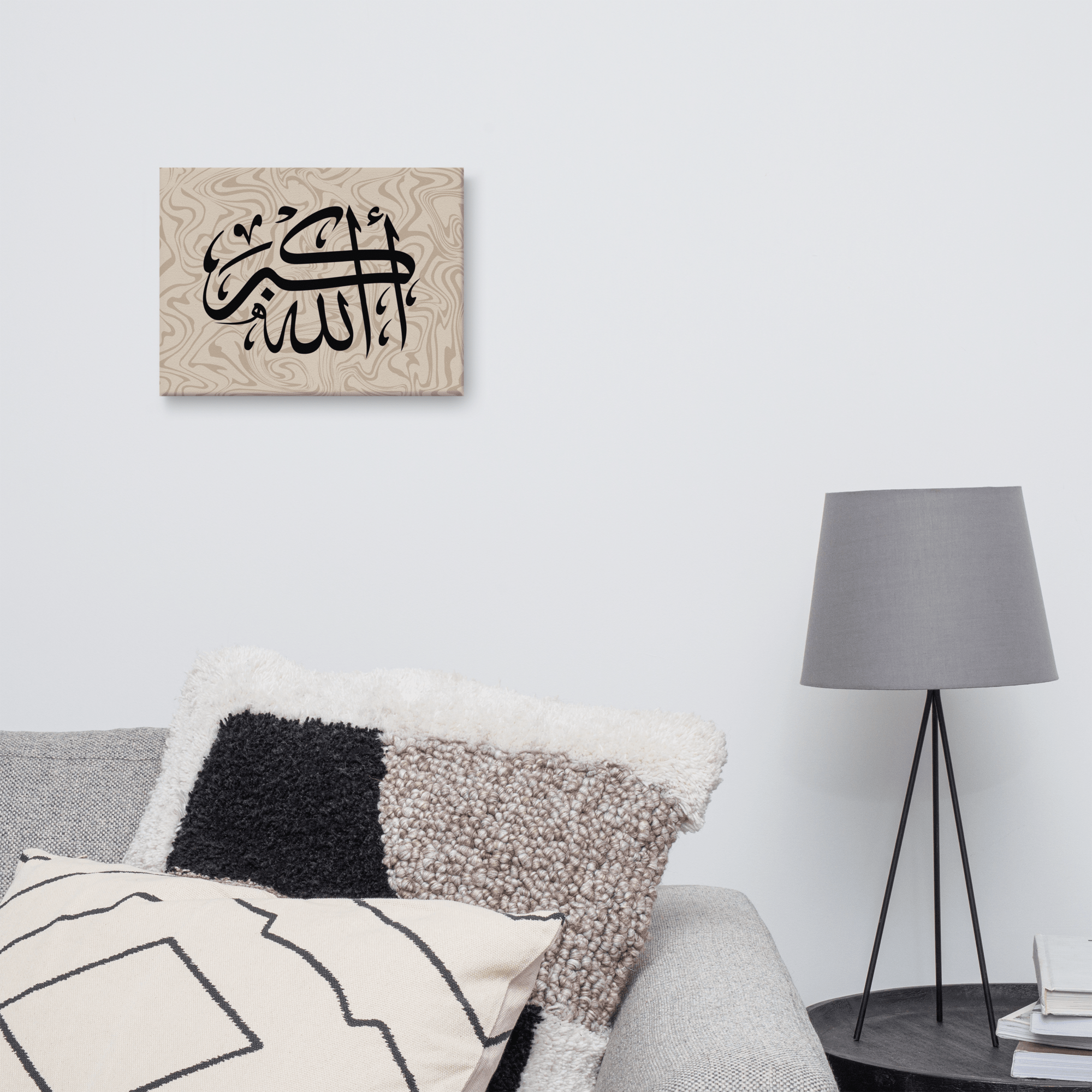 Black AllahuAkbar Marble Background Canvas – Islamic calligraphy canvas | Nurul Khatt