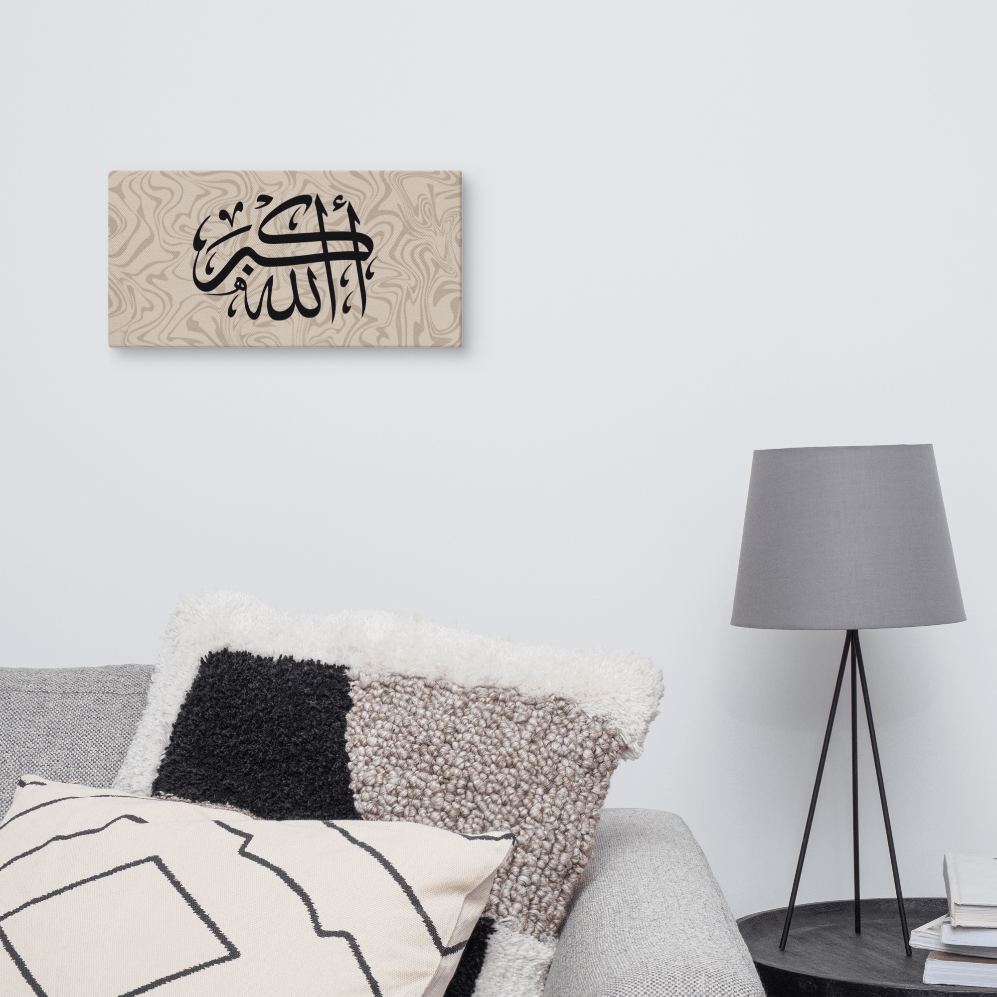 Black AllahuAkbar Marble Background Canvas – Islamic calligraphy canvas | Nurul Khatt