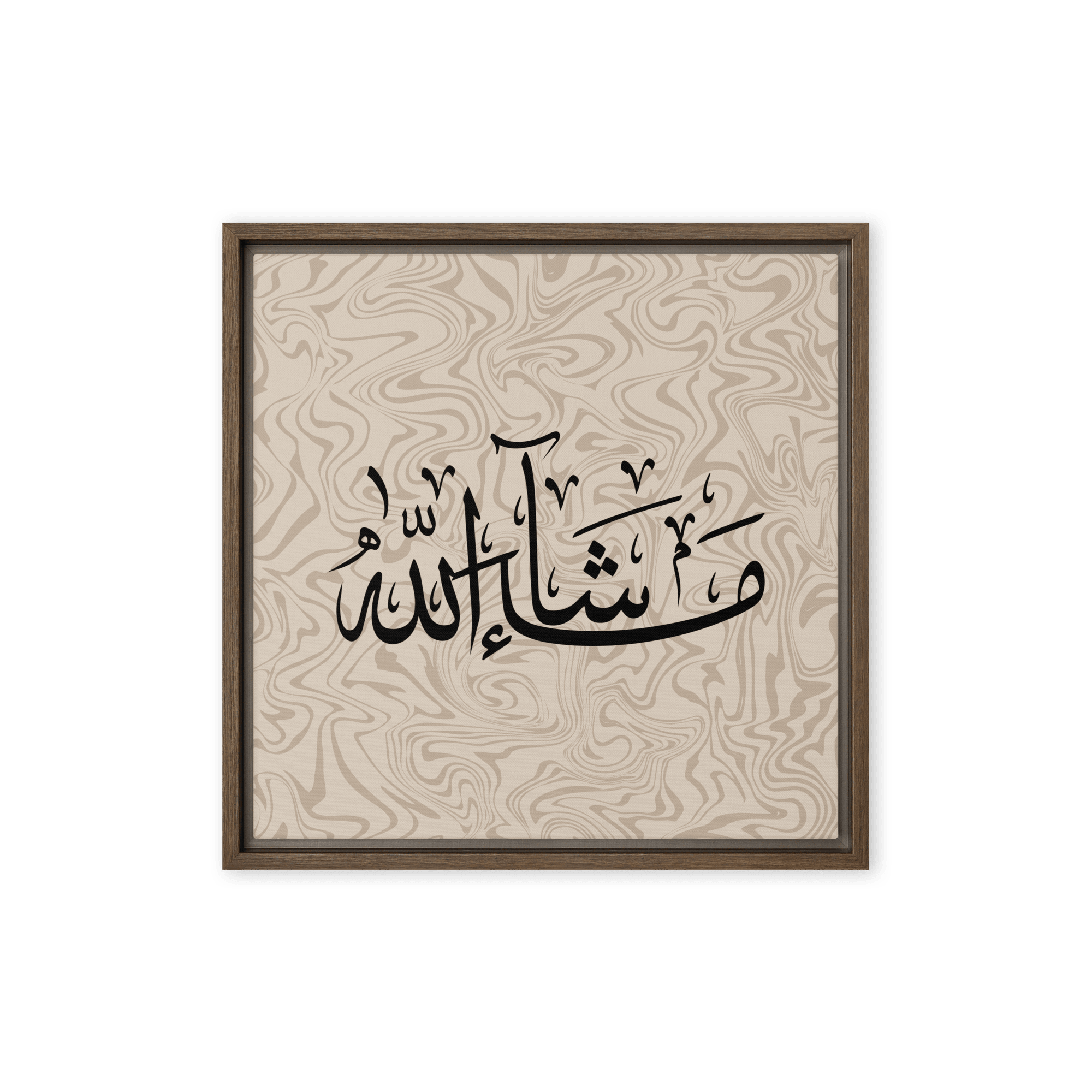 MashaAllah Framed Canvas Marble Background – Islamic calligraphy canvas | Nurul Khatt
