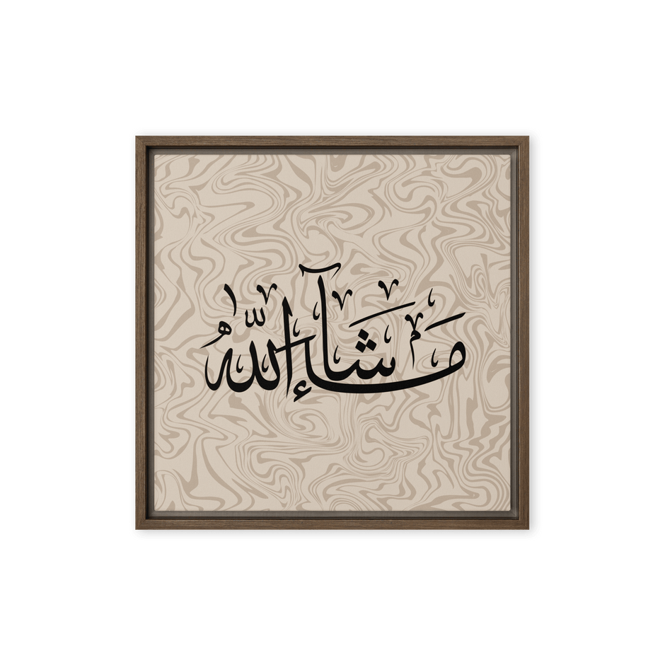 MashaAllah Framed Canvas Marble Background – Islamic calligraphy canvas | Nurul Khatt