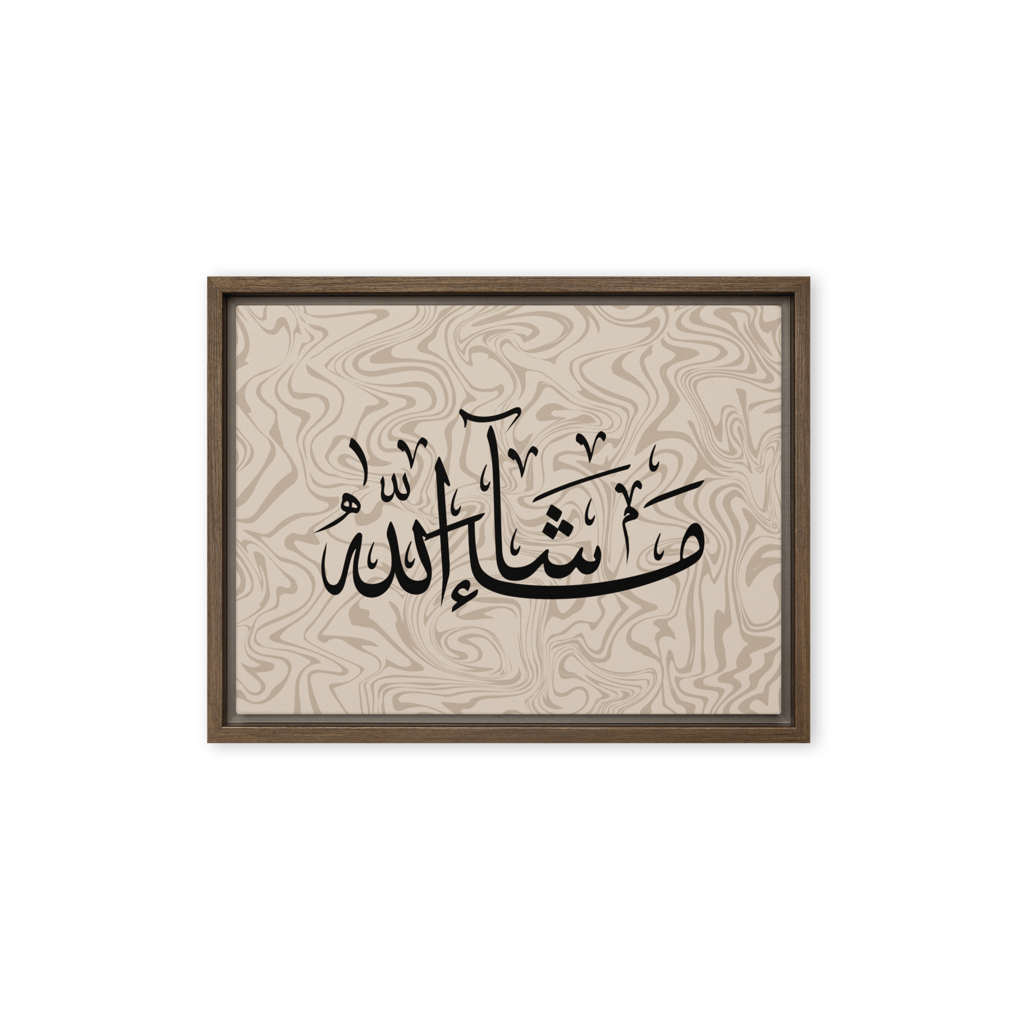 MashaAllah Framed Canvas Marble Background – Islamic calligraphy canvas | Nurul Khatt