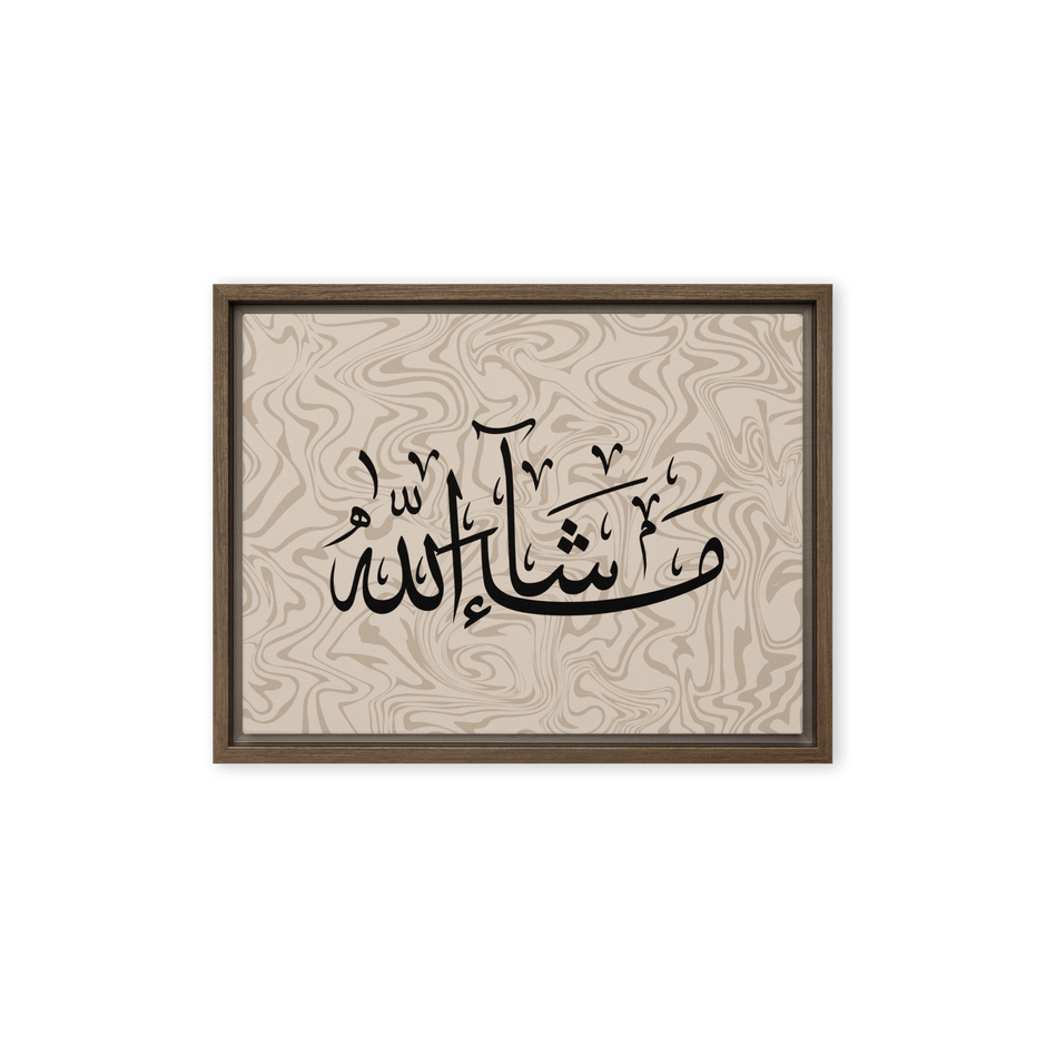 MashaAllah Framed Canvas Marble Background – Islamic calligraphy canvas | Nurul Khatt
