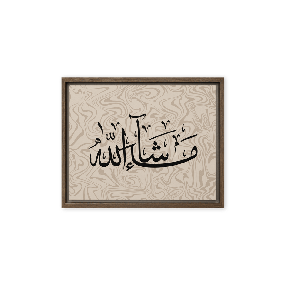 MashaAllah Framed Canvas Marble Background – Islamic calligraphy canvas | Nurul Khatt