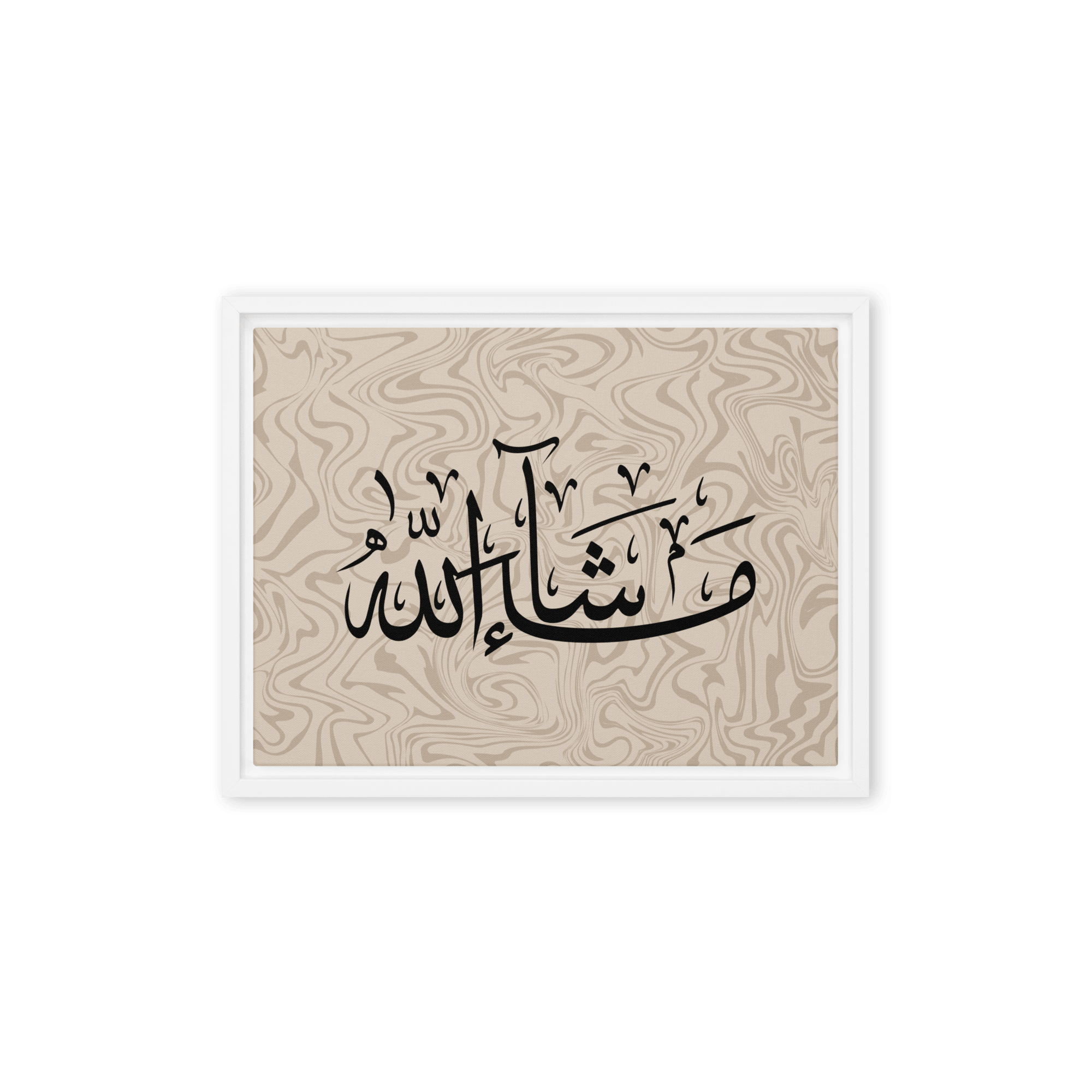 MashaAllah Framed Canvas Marble Background – Islamic calligraphy canvas | Nurul Khatt