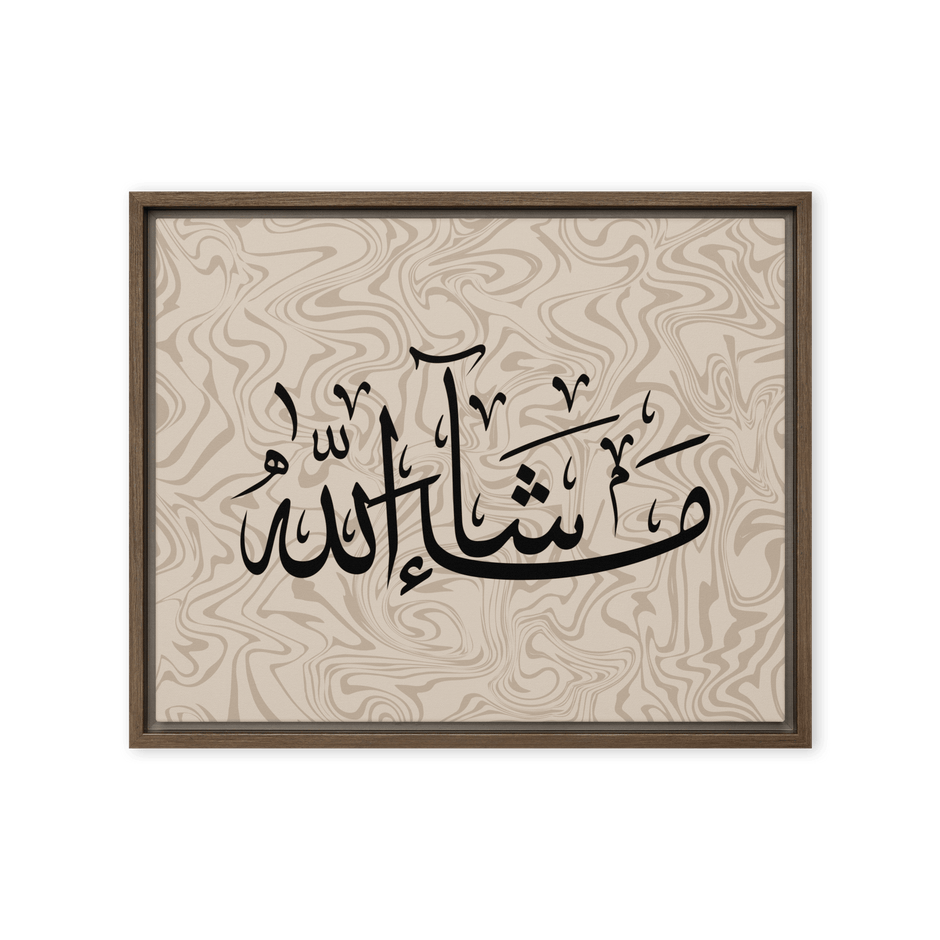 MashaAllah Framed Canvas Marble Background – Islamic calligraphy canvas | Nurul Khatt
