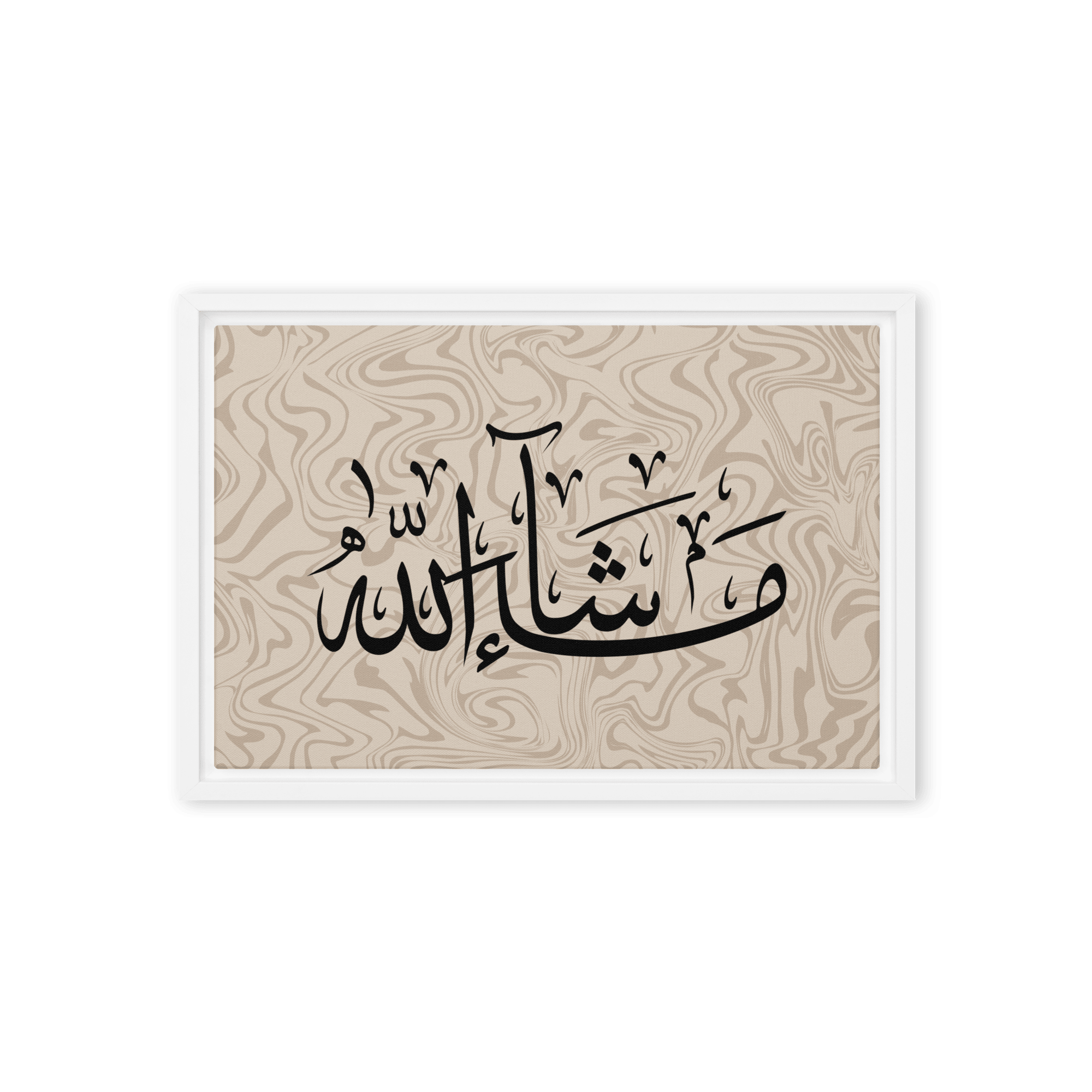 MashaAllah Framed Canvas Marble Background – Islamic calligraphy canvas | Nurul Khatt