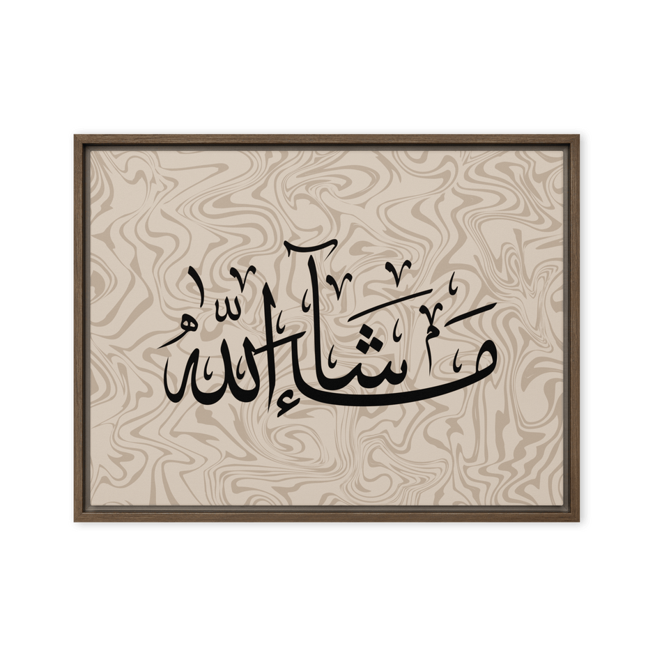 MashaAllah Framed Canvas Marble Background – Islamic calligraphy canvas | Nurul Khatt