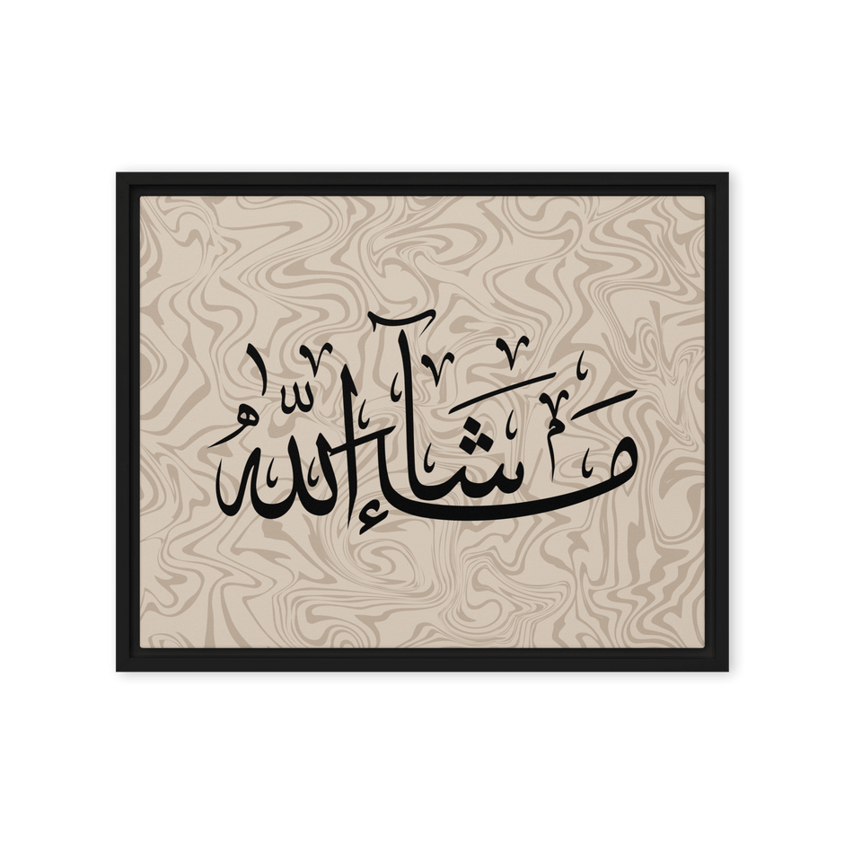 MashaAllah Framed Canvas Marble Background – Islamic calligraphy canvas | Nurul Khatt
