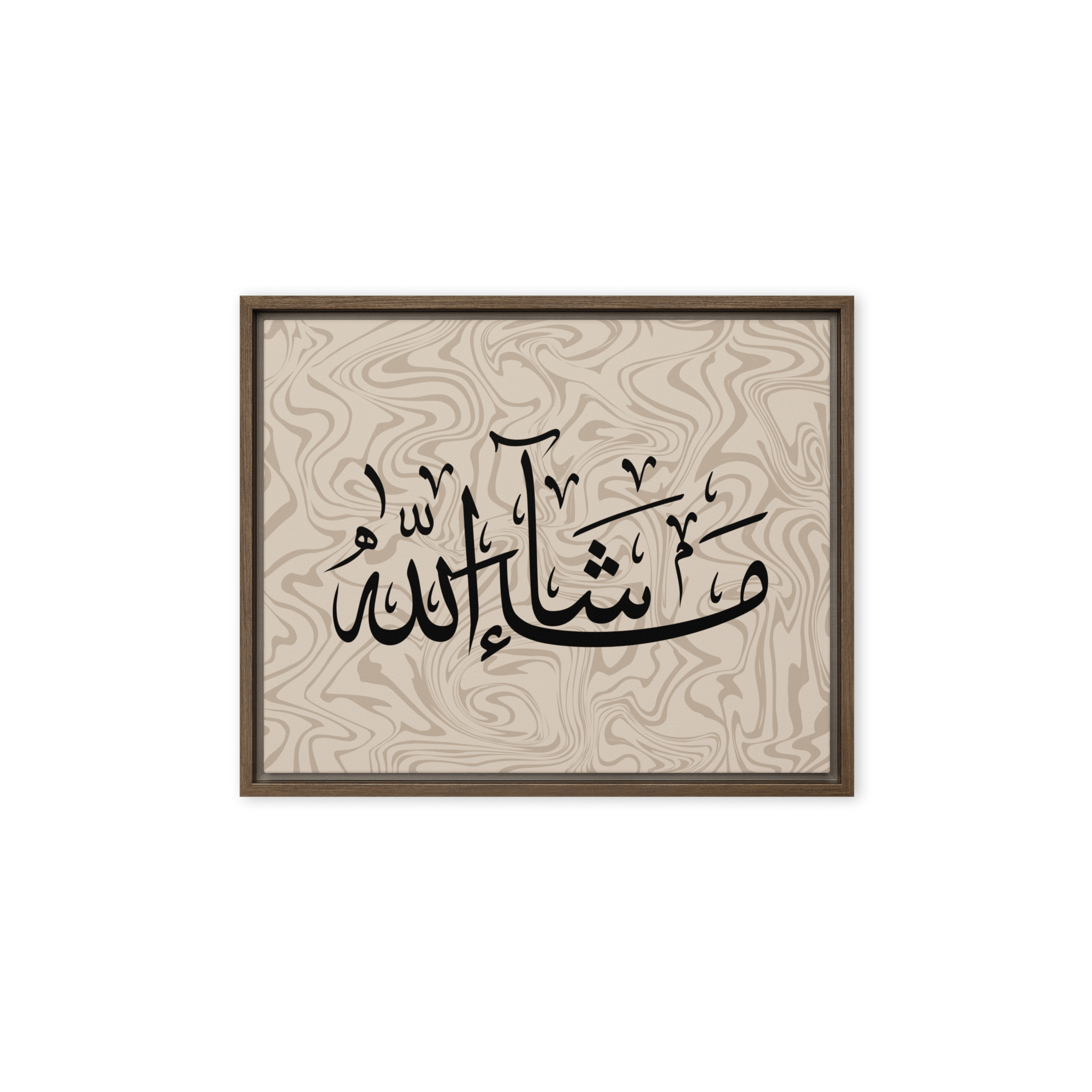 MashaAllah Framed Canvas Marble Background – Islamic calligraphy canvas | Nurul Khatt