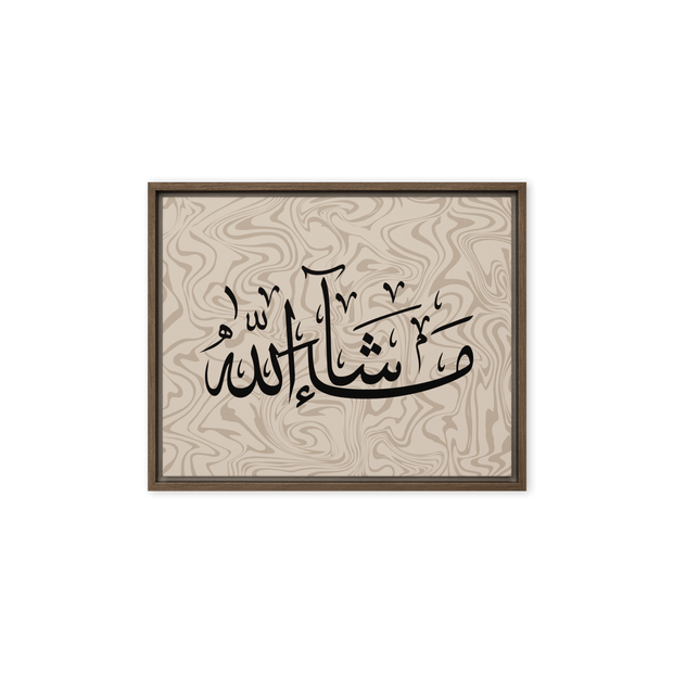 MashaAllah Framed Canvas Marble Background – Islamic calligraphy canvas | Nurul Khatt