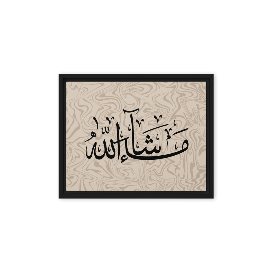 MashaAllah Framed Canvas Marble Background – Islamic calligraphy canvas | Nurul Khatt