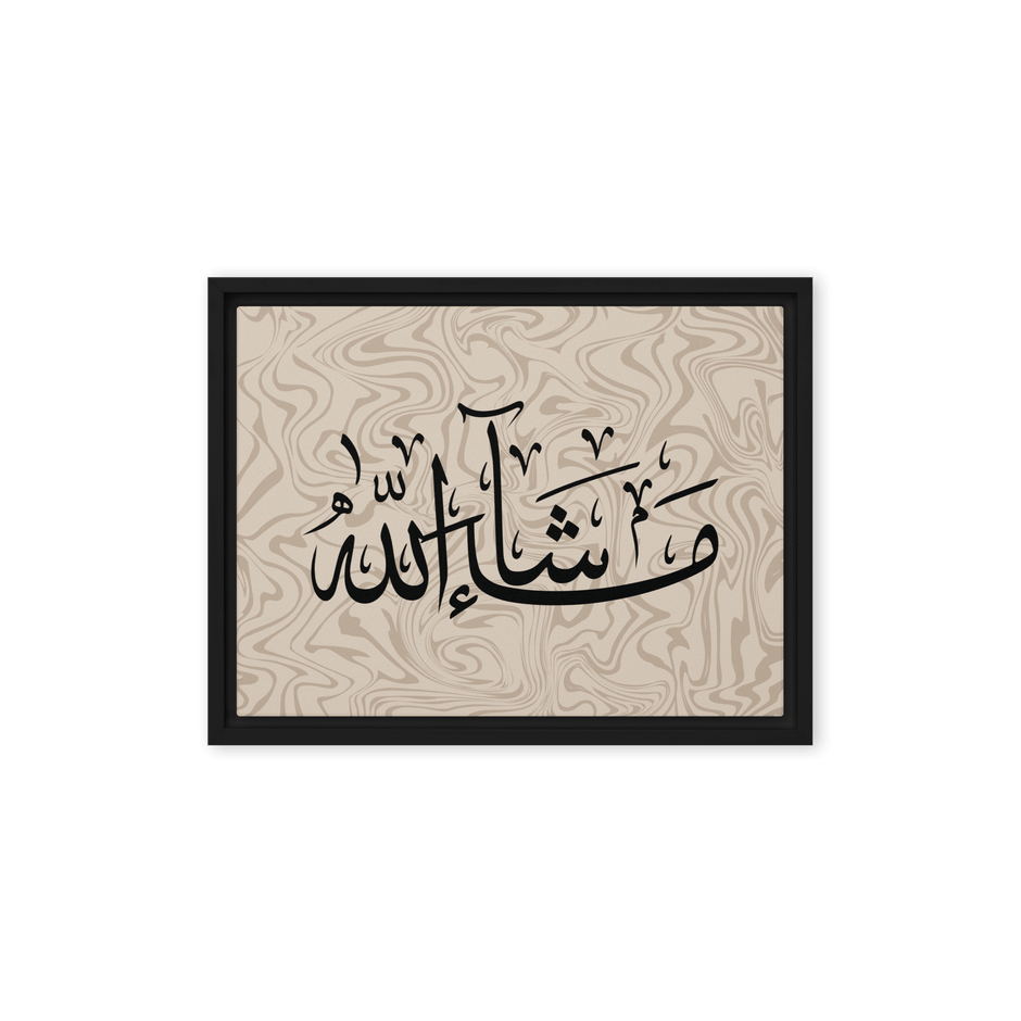 MashaAllah Framed Canvas Marble Background – Islamic calligraphy canvas | Nurul Khatt