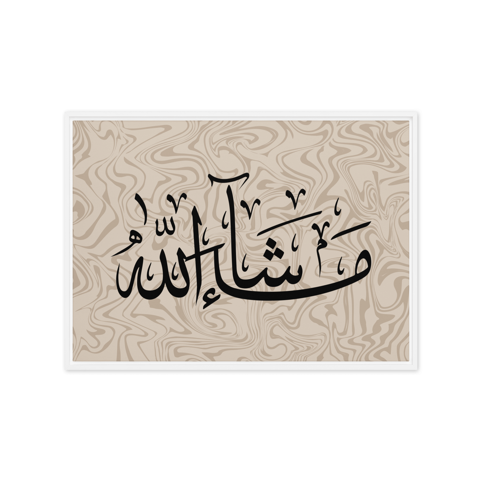 MashaAllah Framed Canvas Marble Background – Islamic calligraphy canvas | Nurul Khatt