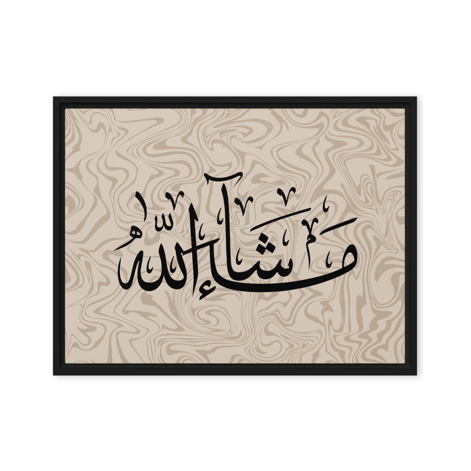 MashaAllah Framed Canvas Marble Background – Islamic calligraphy canvas | Nurul Khatt