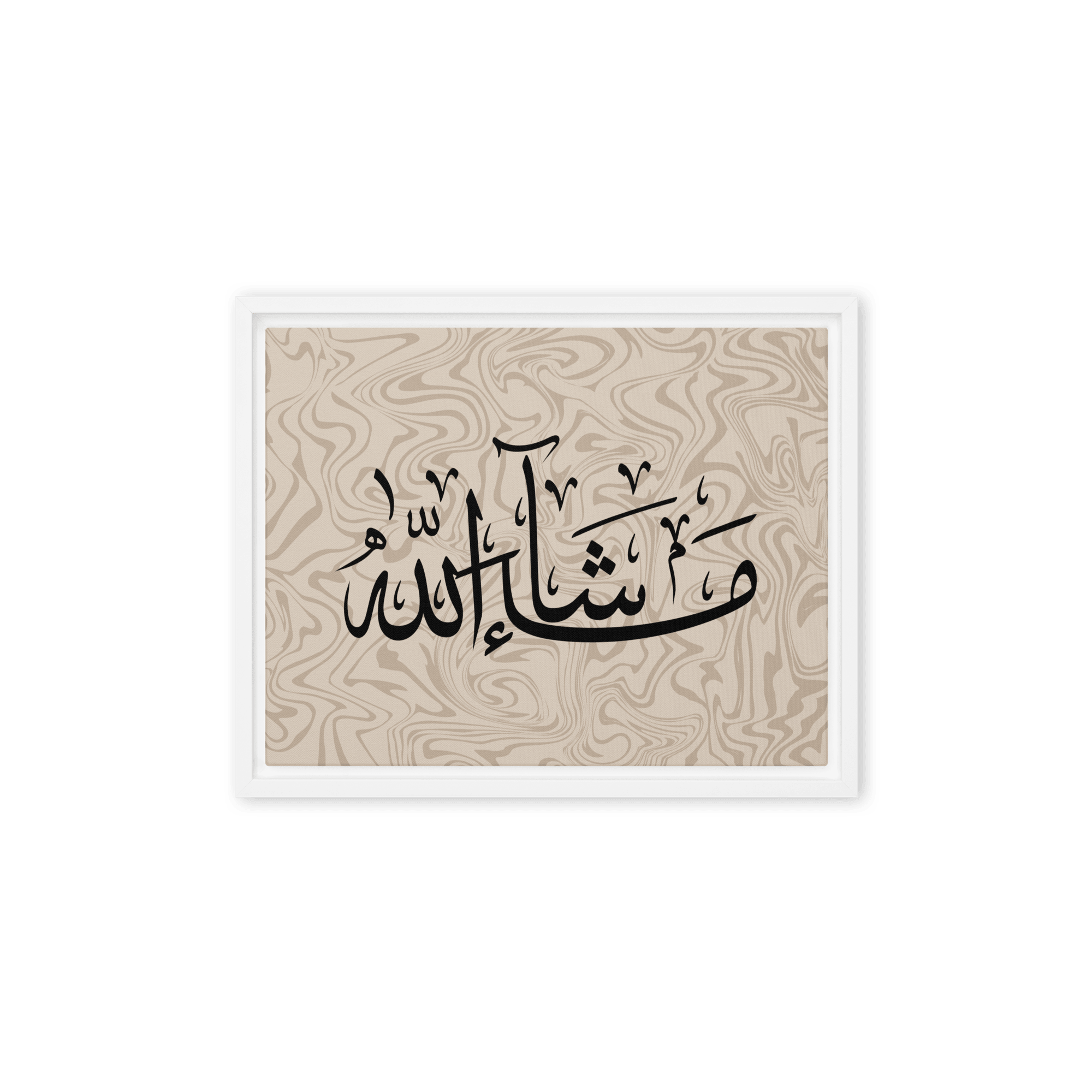MashaAllah Framed Canvas Marble Background – Islamic calligraphy canvas | Nurul Khatt