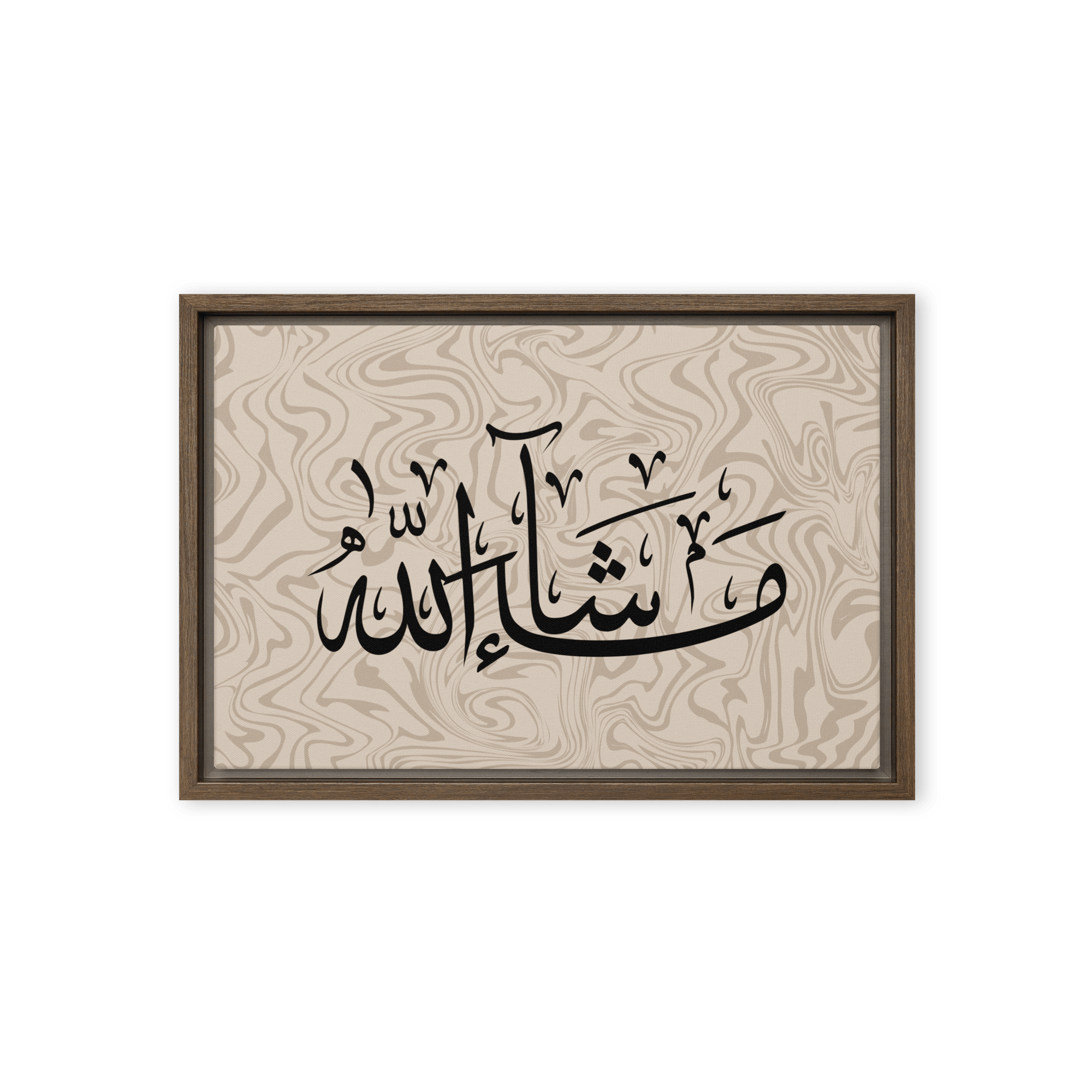 MashaAllah Framed Canvas Marble Background – Islamic calligraphy canvas | Nurul Khatt