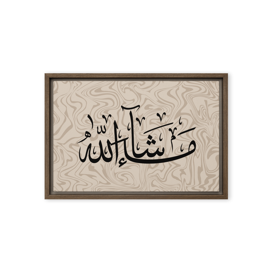 MashaAllah Framed Canvas Marble Background – Islamic calligraphy canvas | Nurul Khatt