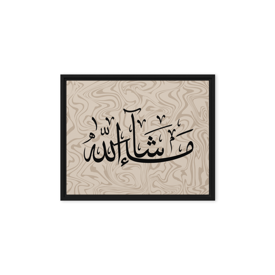 MashaAllah Framed Canvas Marble Background – Islamic calligraphy canvas | Nurul Khatt