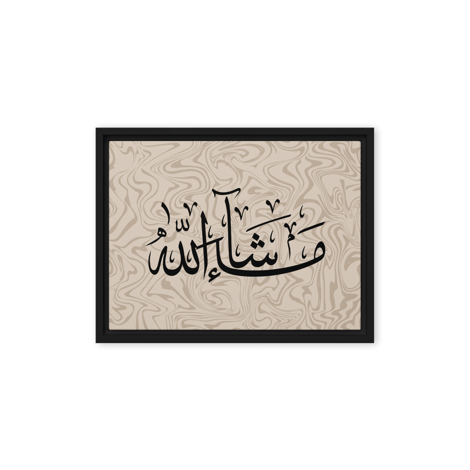 MashaAllah Framed Canvas Marble Background – Islamic calligraphy canvas | Nurul Khatt