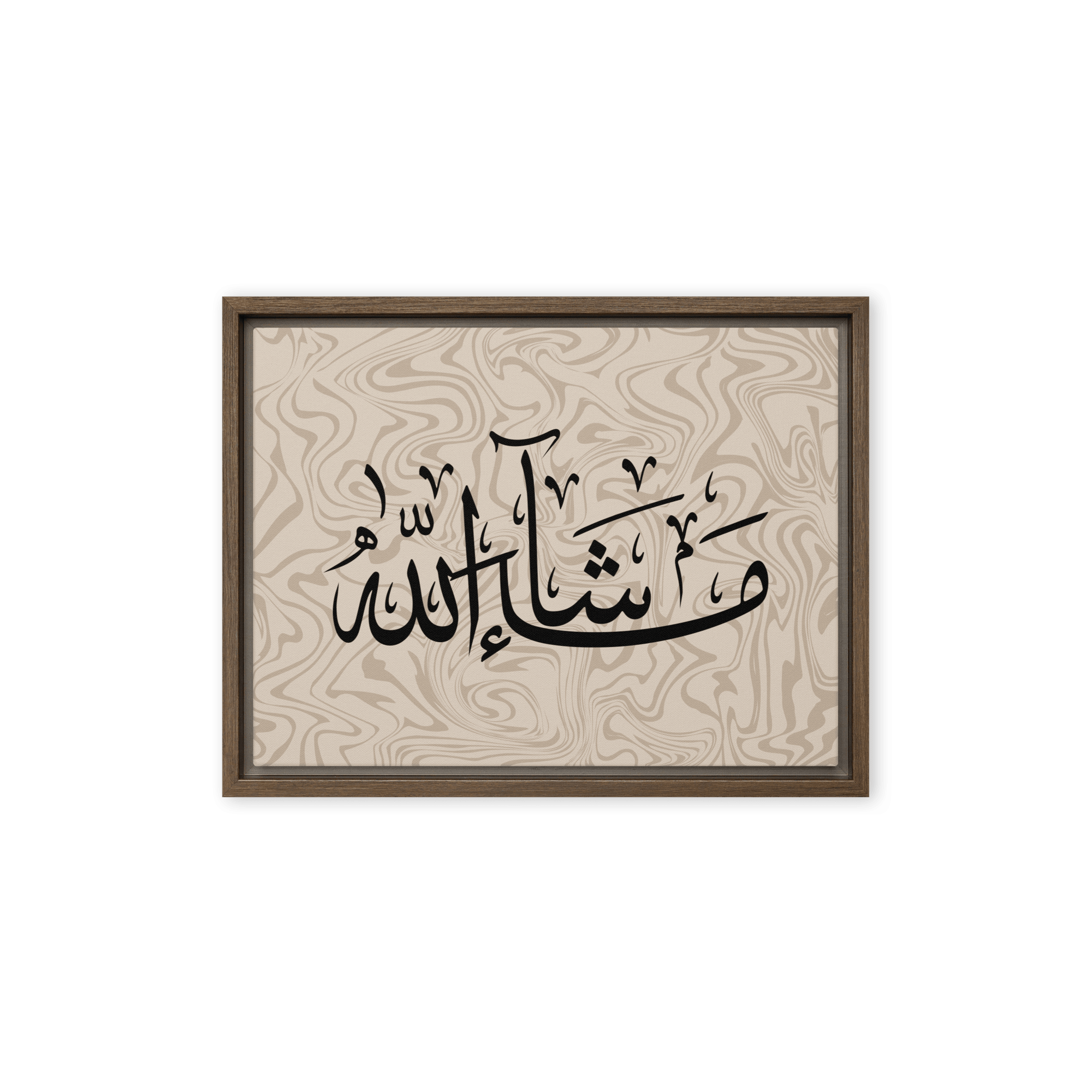 MashaAllah Framed Canvas Marble Background – Islamic calligraphy canvas | Nurul Khatt