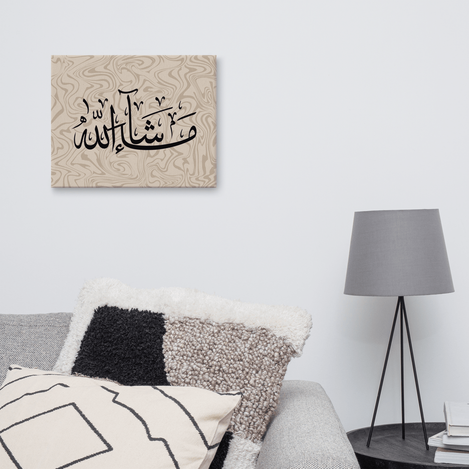 Masha'Allah Marble Background Canvas – Islamic calligraphy canvas | Nurul Khatt