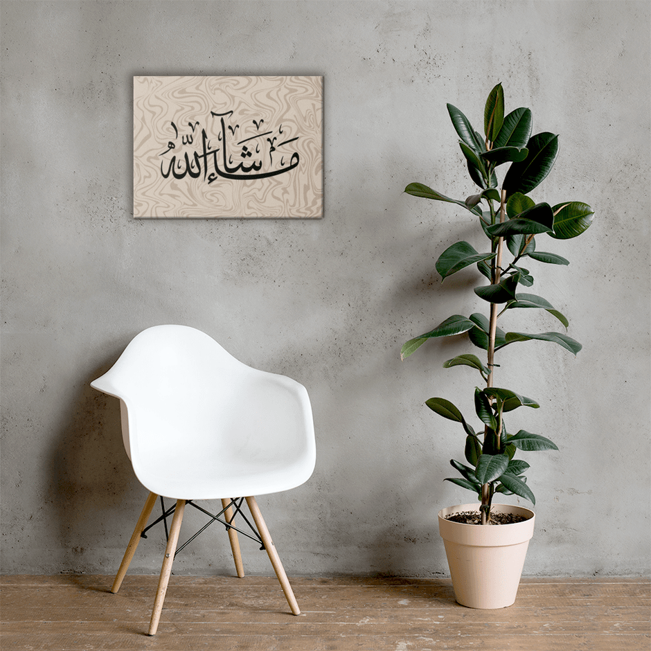 Masha'Allah Marble Background Canvas – Islamic calligraphy canvas | Nurul Khatt
