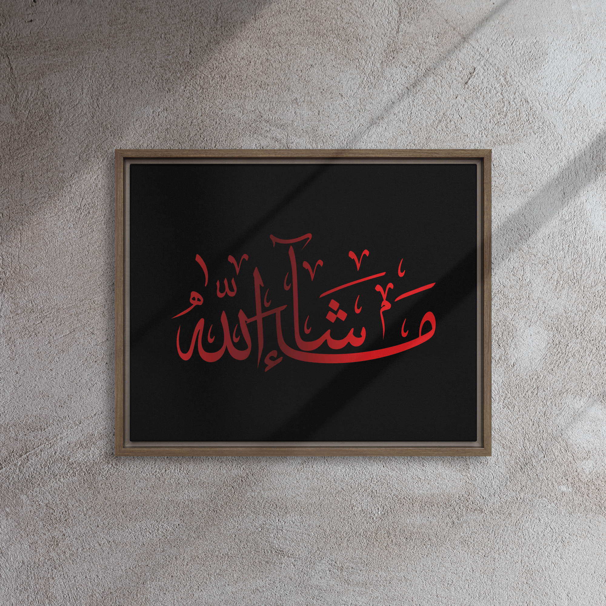 MashaAllah Red Framed Canvas – Islamic calligraphy canvas | Nurul Khatt
