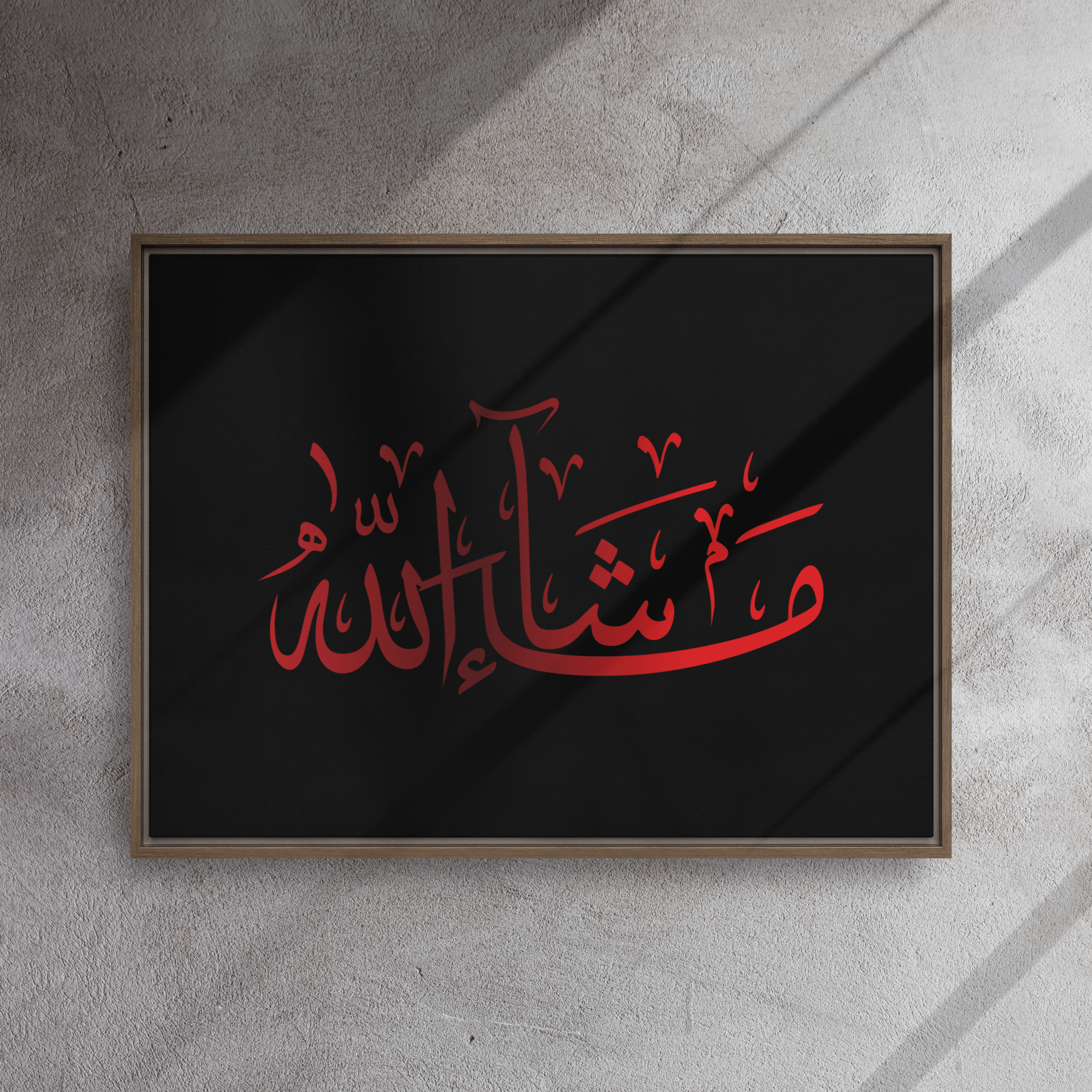 MashaAllah Red Framed Canvas – Islamic calligraphy canvas | Nurul Khatt