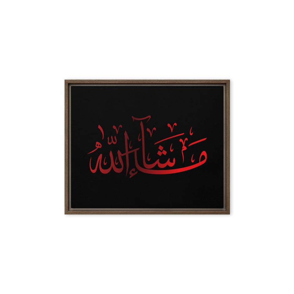 MashaAllah Red Framed Canvas – Islamic calligraphy canvas | Nurul Khatt