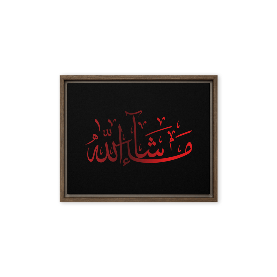 MashaAllah Red Framed Canvas – Islamic calligraphy canvas | Nurul Khatt