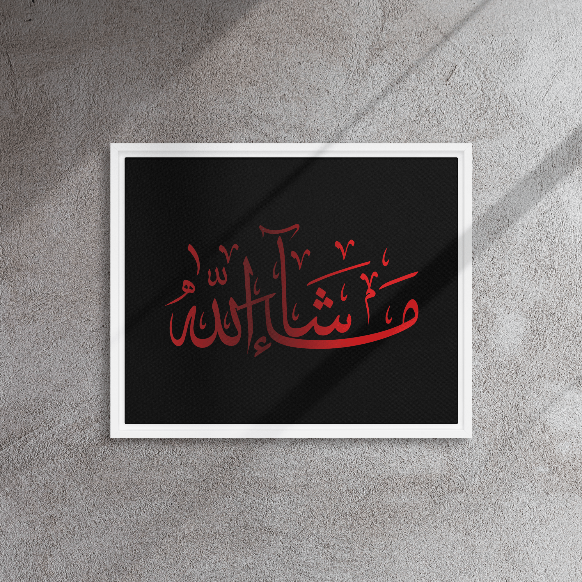 MashaAllah Red Framed Canvas – Islamic calligraphy canvas | Nurul Khatt