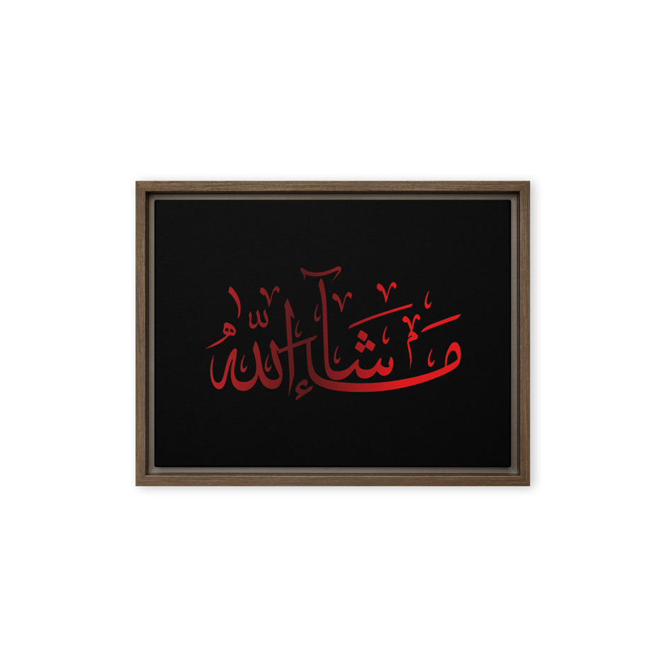 MashaAllah Red Framed Canvas – Islamic calligraphy canvas | Nurul Khatt