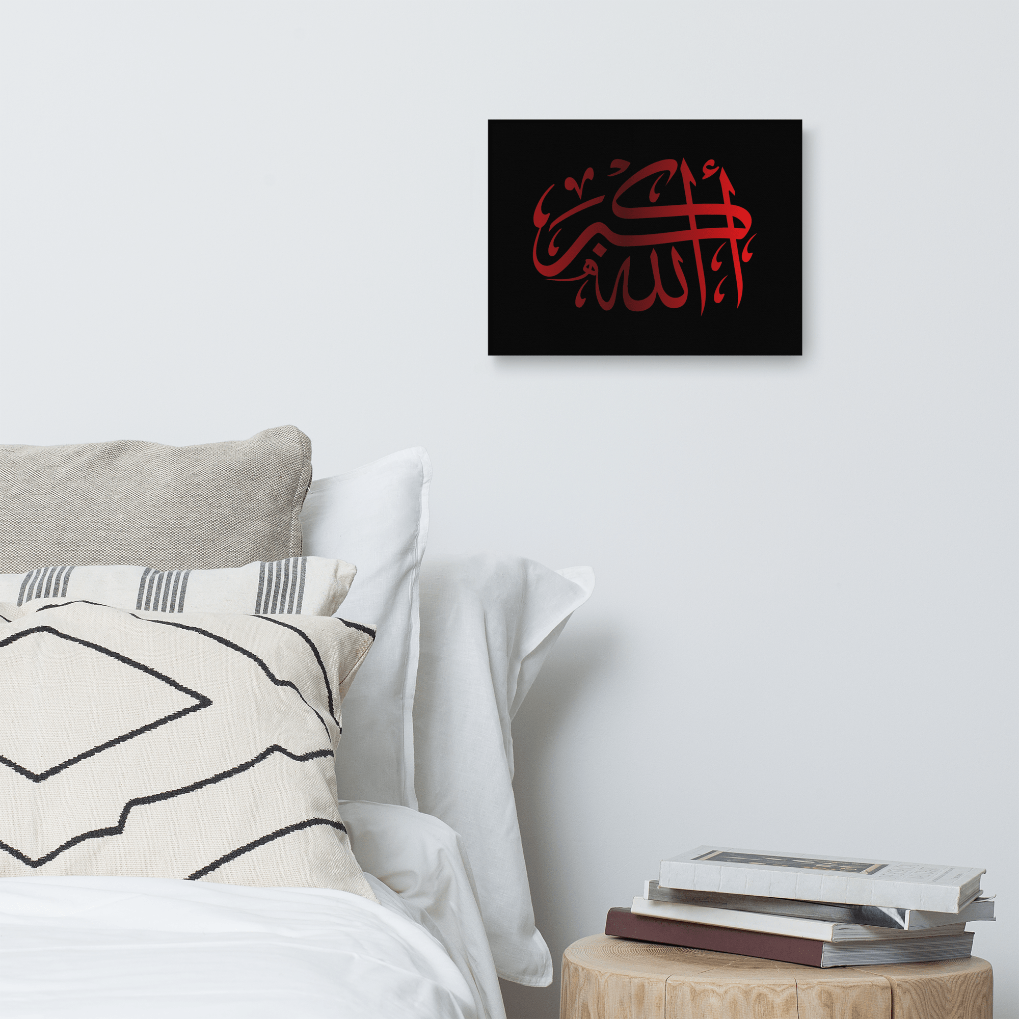 Red AllahuAkbar Black Background Canvas – Islamic calligraphy canvas | Nurul Khatt